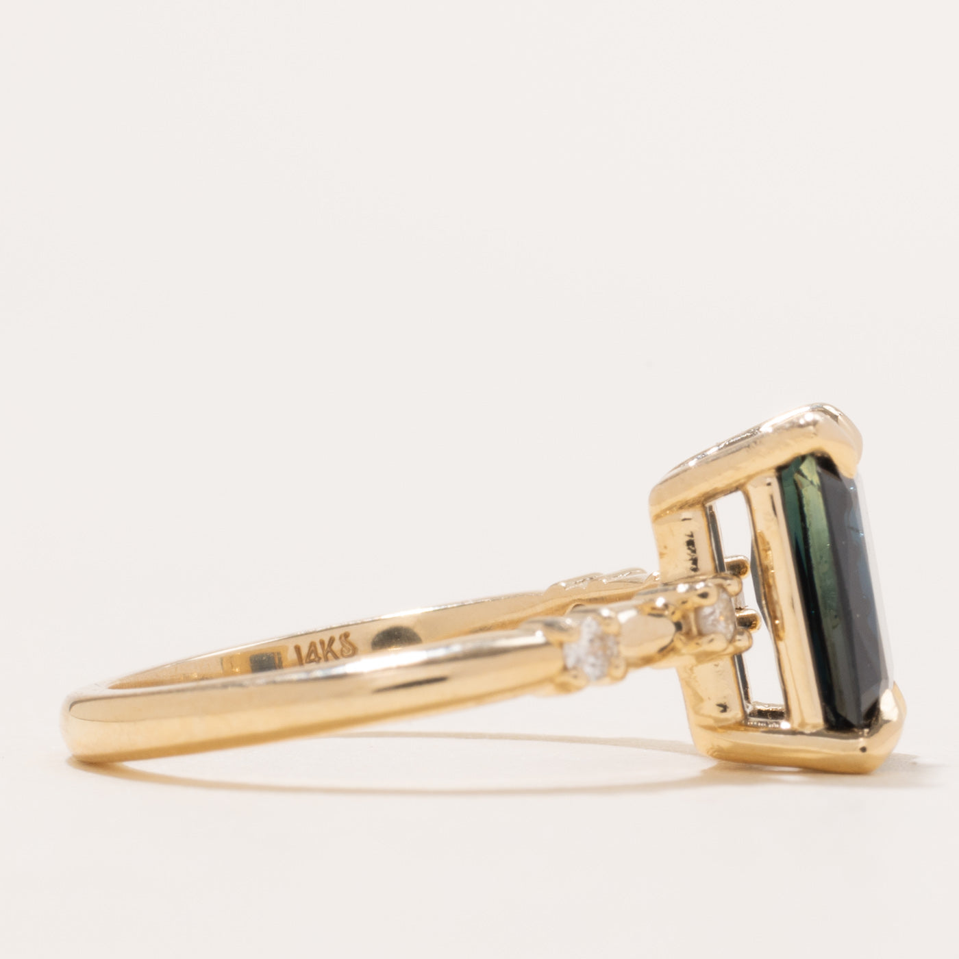 '100 Ways' 14k Yellow Gold Emerald Cut Sapphire Accented Ring | 3.26ctw | SZ 6.75
