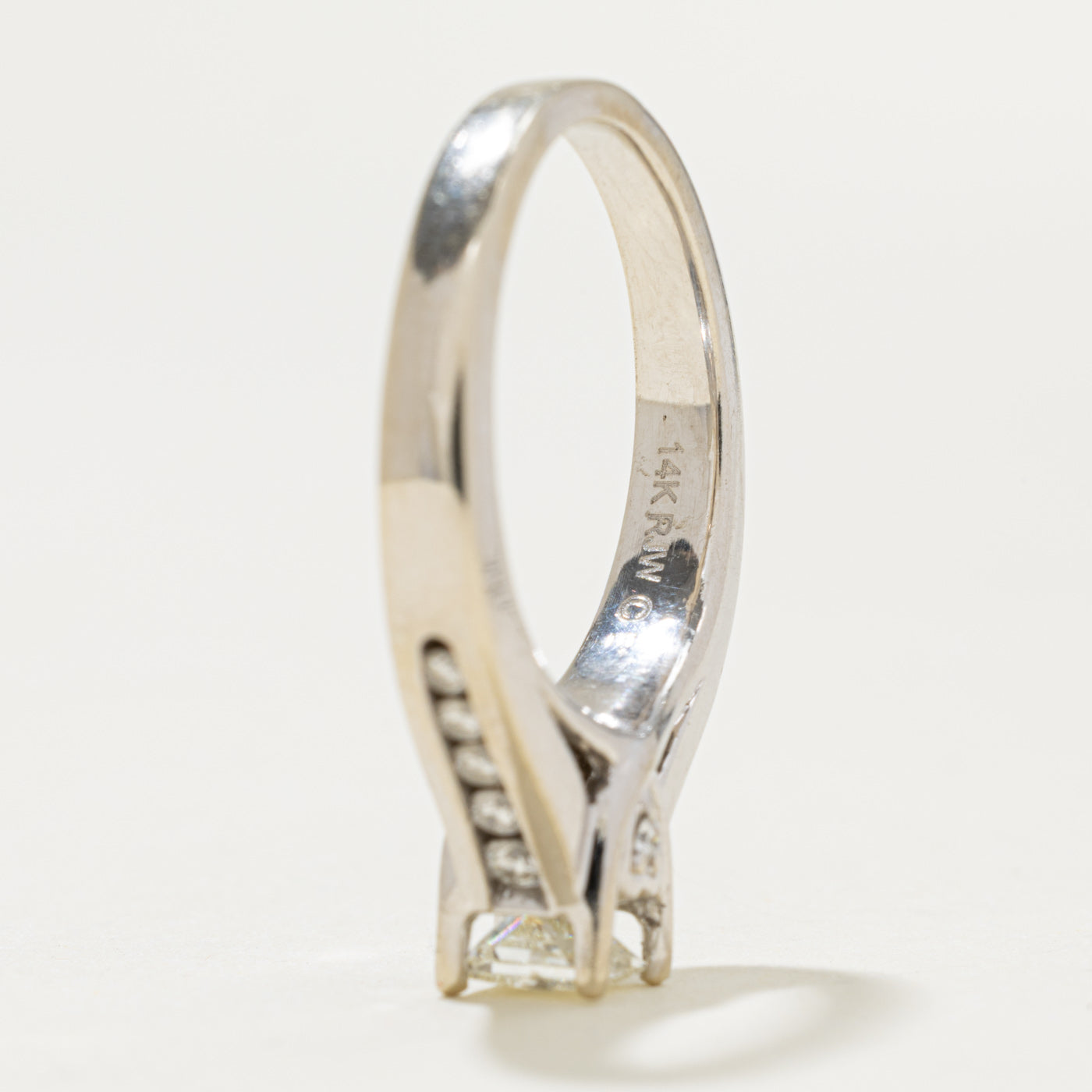 14k Princess Cut Diamond Channel Set Accented Ring | 0.35ct SI2 H, 0.20ctw | SZ 4.5