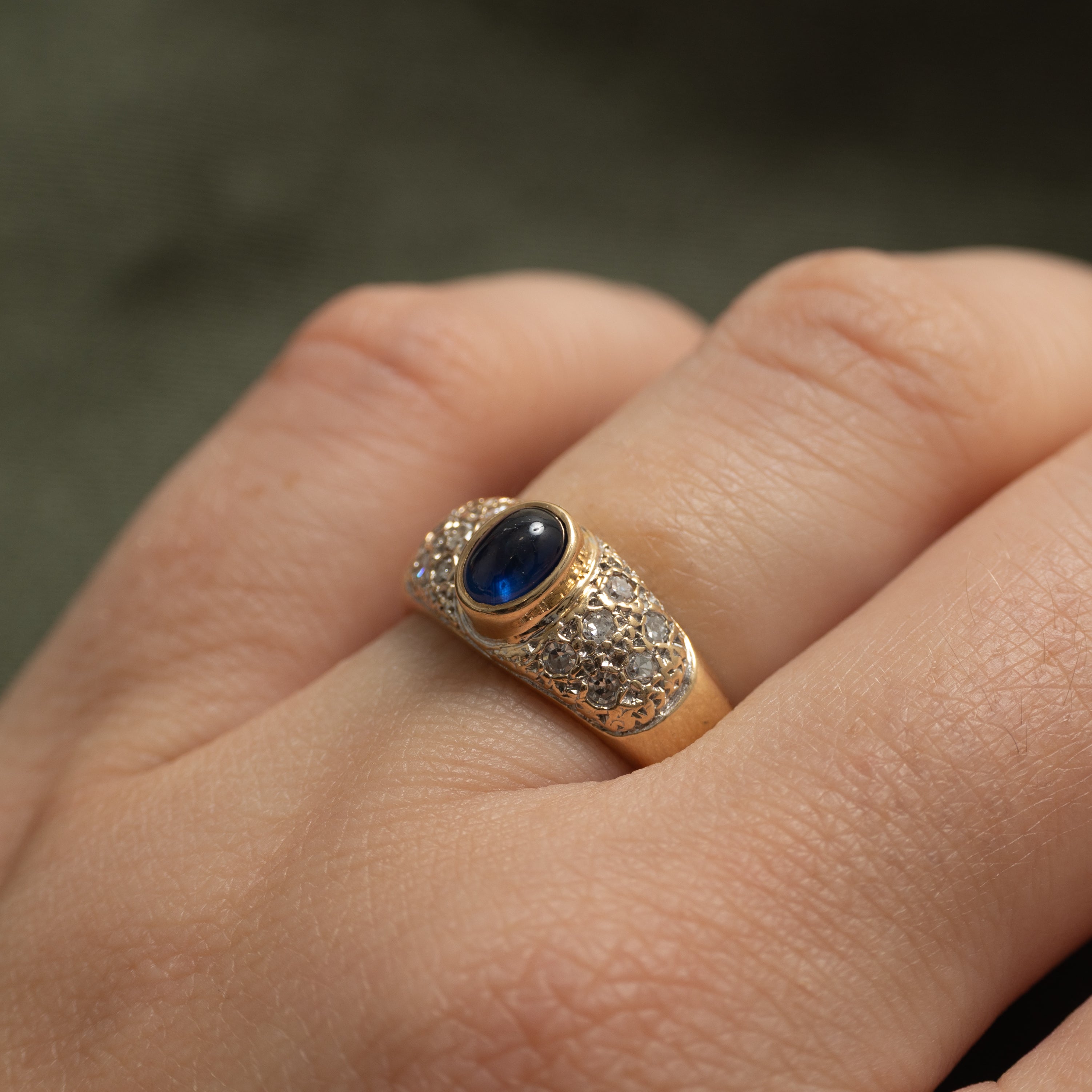 Bezel Set Sapphire & Diamond Ring | 0.66ct, 0.18ctw | SZ 6