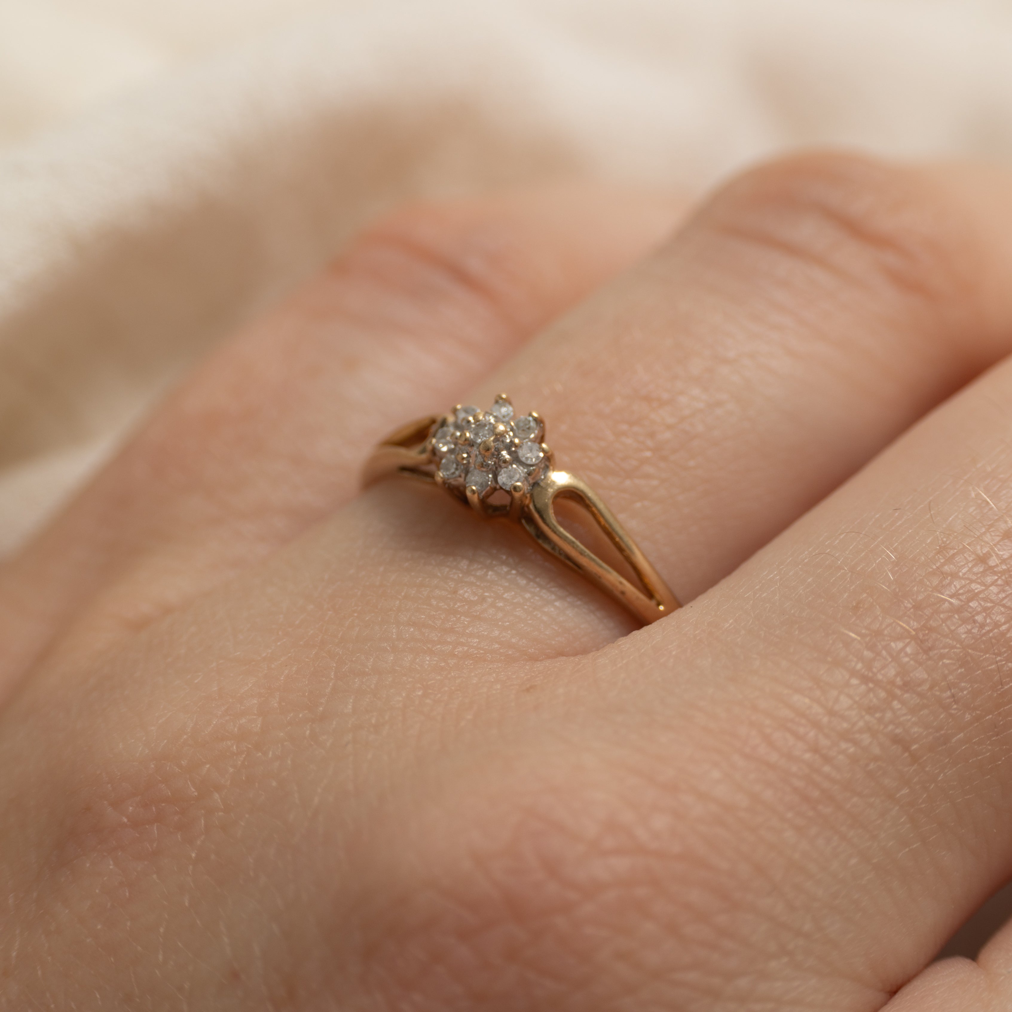 10k Diamond Cluster Bypassed Cathedral Ring | SZ 6.75
