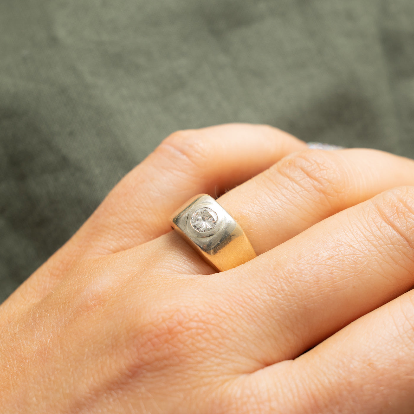 10k Solitaire Diamond Signet Ring | 0.66ct SI1 I | SZ 8.75
