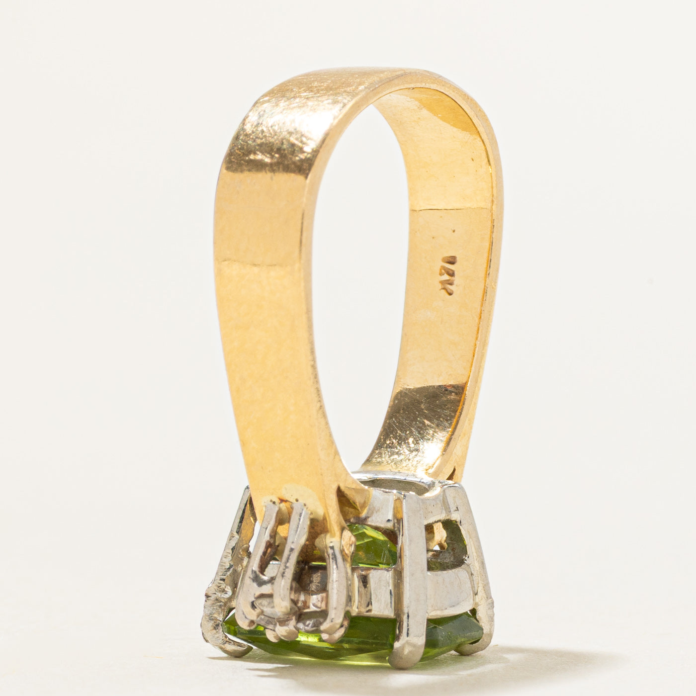 18k Radiant Cut Peridot & Diamond Accented Ring | 3.70ct, 0.12ctw | SZ 6.5