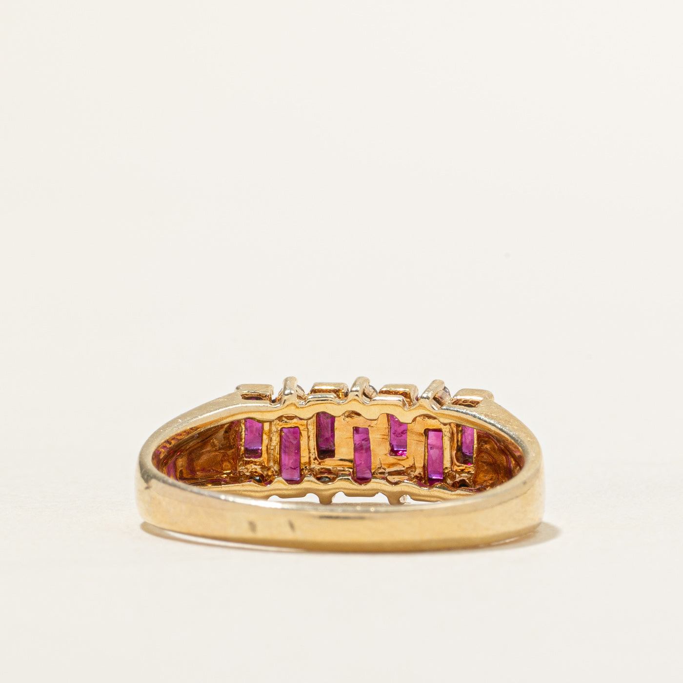 Baguette Cut Ruby & Chocolate Diamond Cluster Ring | 0.56ctw, 0.08ctw | SZ 9