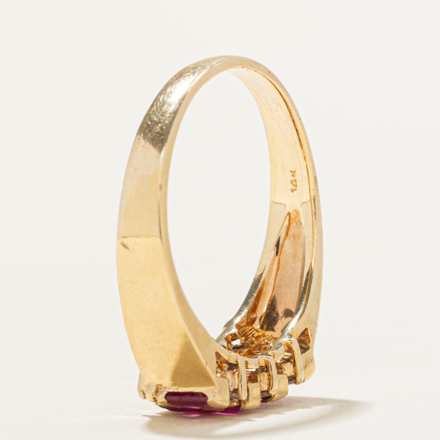 Baguette Cut Ruby & Chocolate Diamond Cluster Ring | 0.56ctw, 0.08ctw | SZ 9