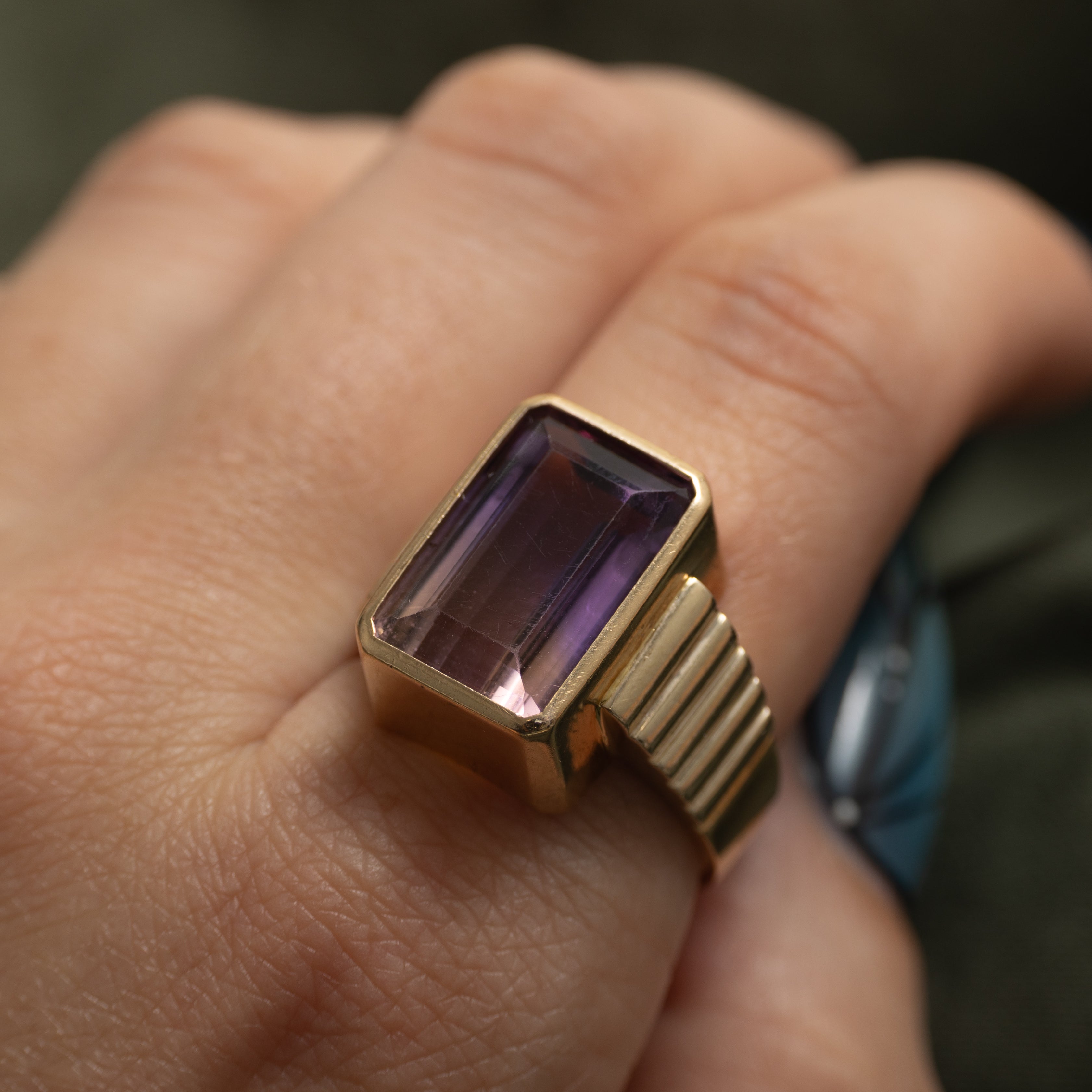 Bezel Set Amethyst Fluted Cocktail Ring | 8.60ct | SZ 9.5