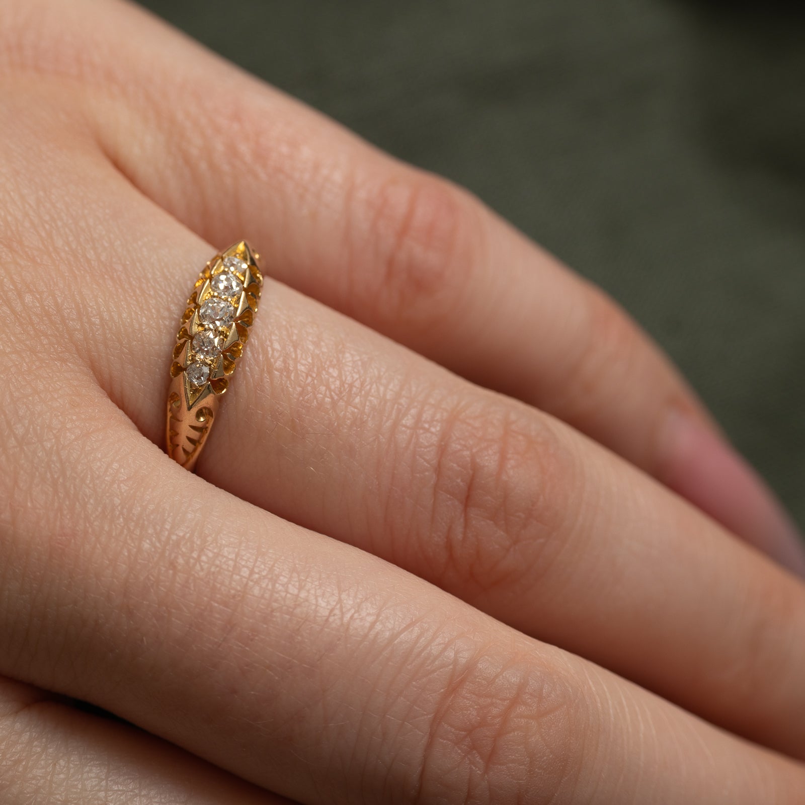 1897 Victorian Birmingham Five Stone Diamond Ring | 0.18ctw | SZ 6.75