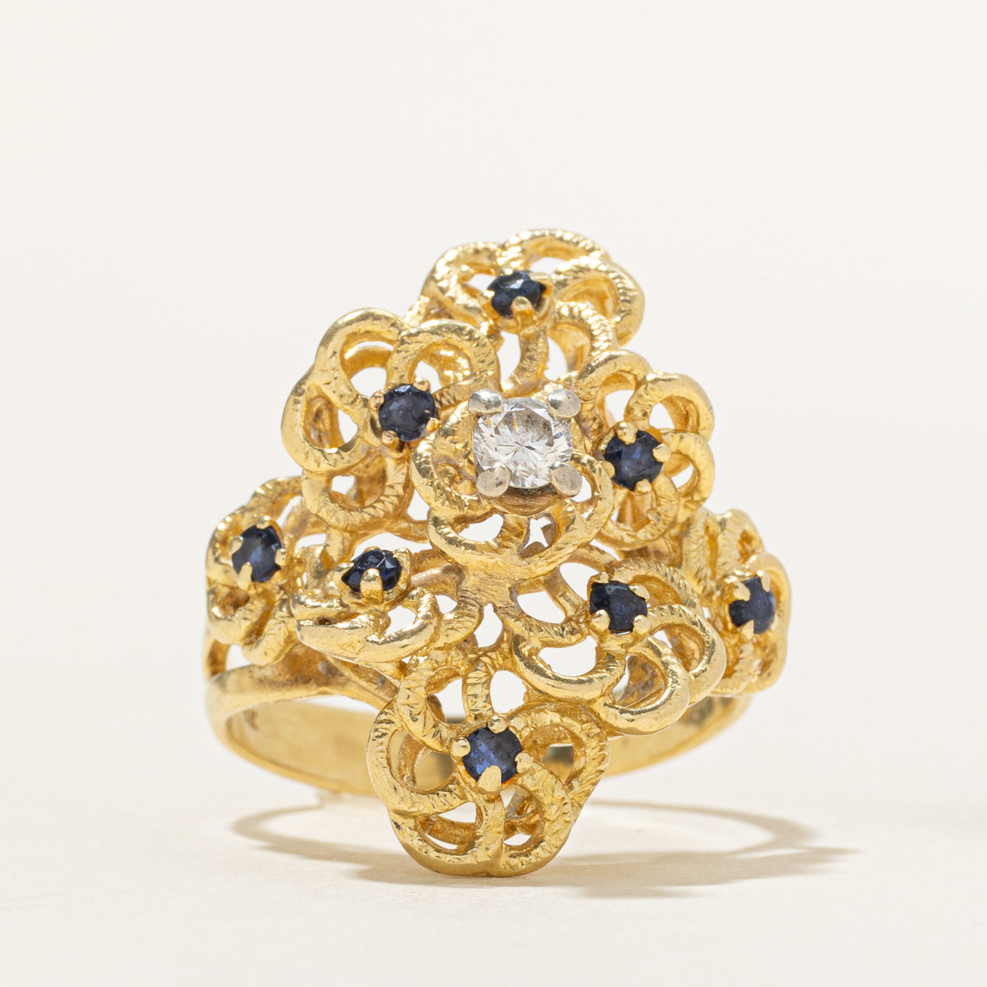 18k Scattered Sapphire & Diamond Cocktail Ring | 0.28ct, 0.16ct | SZ 7.25