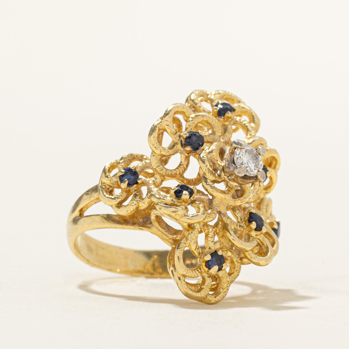 18k Scattered Sapphire & Diamond Cocktail Ring | 0.28ct, 0.16ct | SZ 7.25