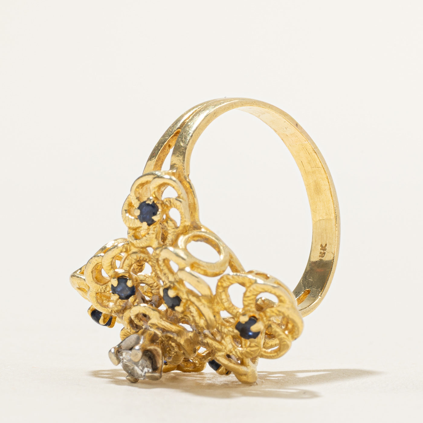 18k Scattered Sapphire & Diamond Cocktail Ring | 0.28ct, 0.16ct | SZ 7.25