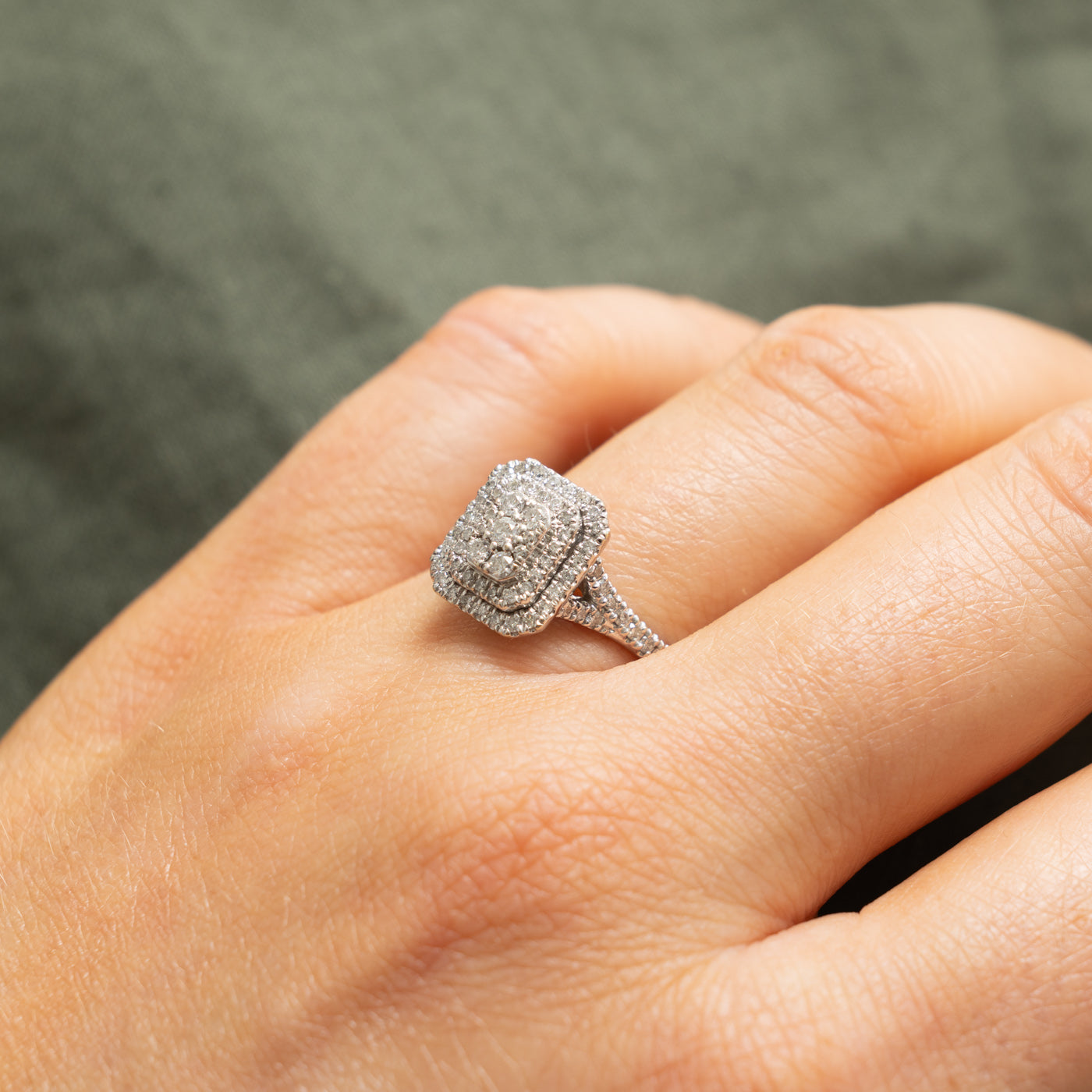 10k Pave Set Diamond Cluster Halo Ring | 0.50ctw | SZ 7.5