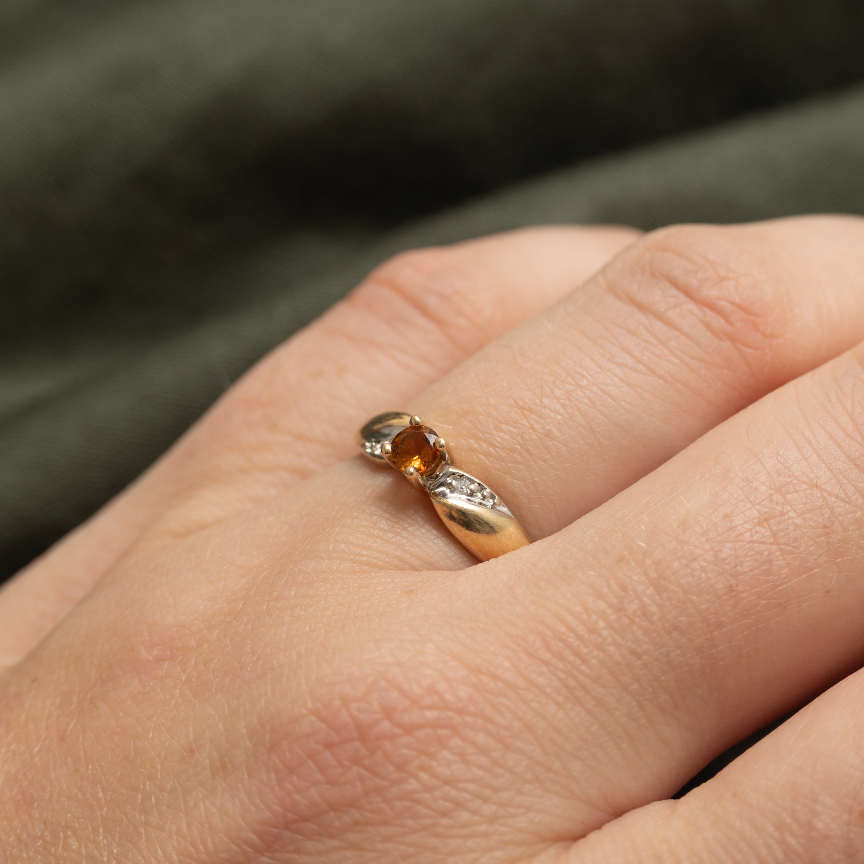 Citrine & Diamond Reverse Tapered Ring | 0.15ct, 0.01ctw | SZ 6
