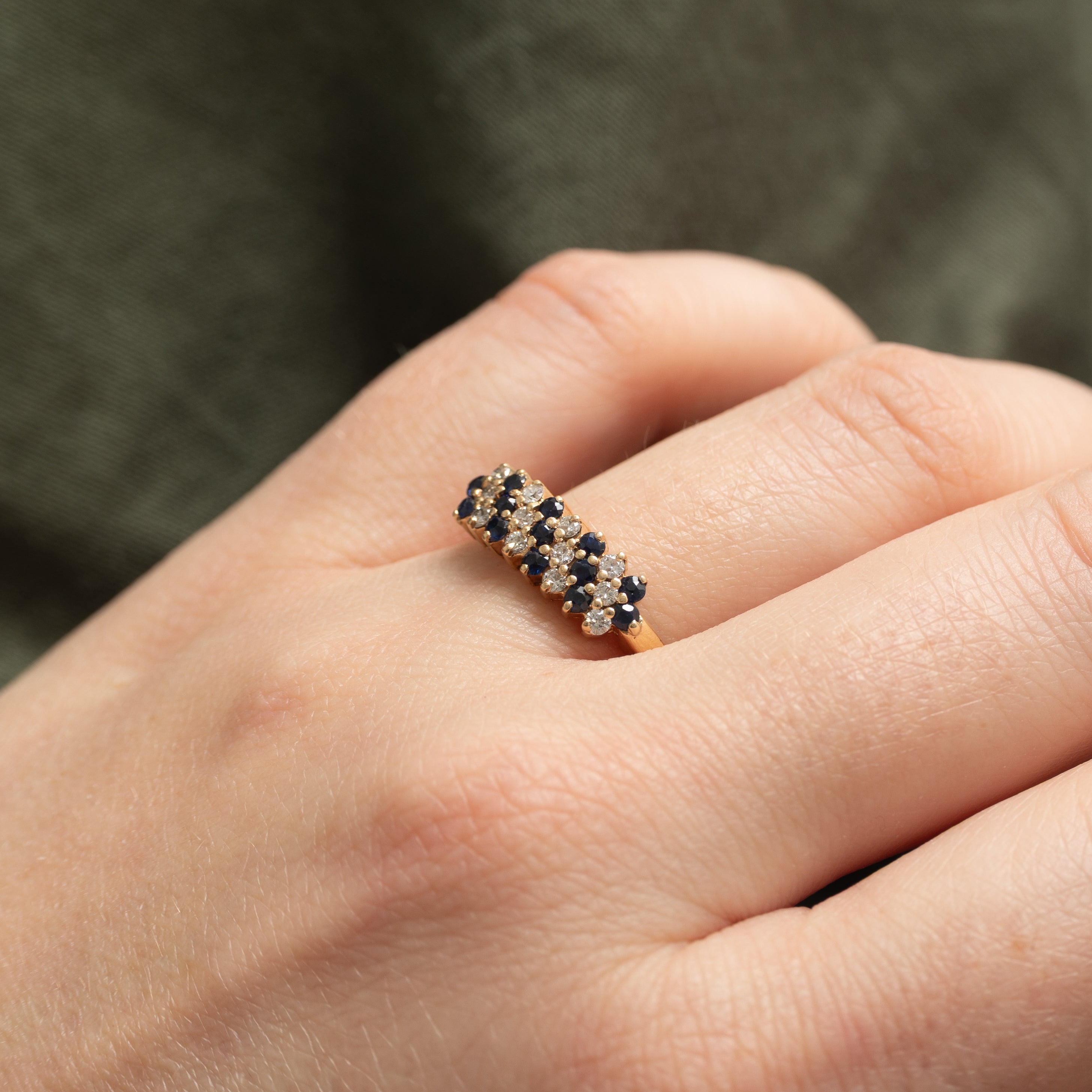 Multi Row Diamond & Sapphire Ring | 0.27ctw, 0.23ctw | SZ 7.5 |