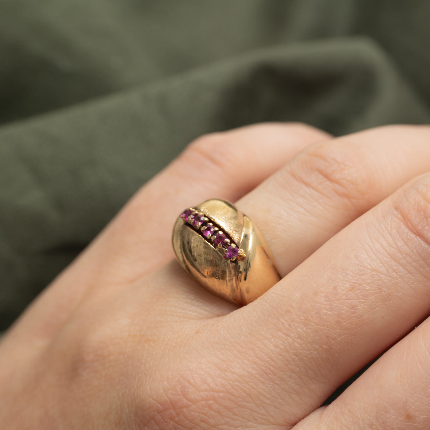 Synthetic Ruby Textured Dome Ring | 0.22ctw | SZ 6.25