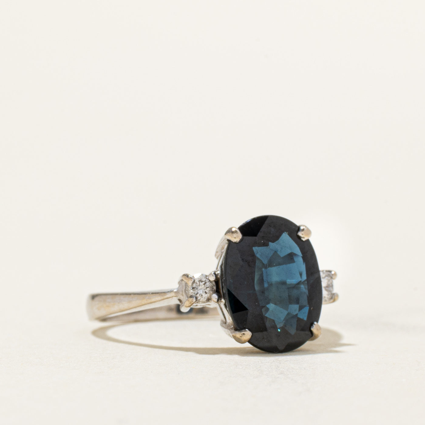 18k Oval Cut Sapphire & Diamond Accented Ring | 2.50ct, 0.08ctw | SZ 5