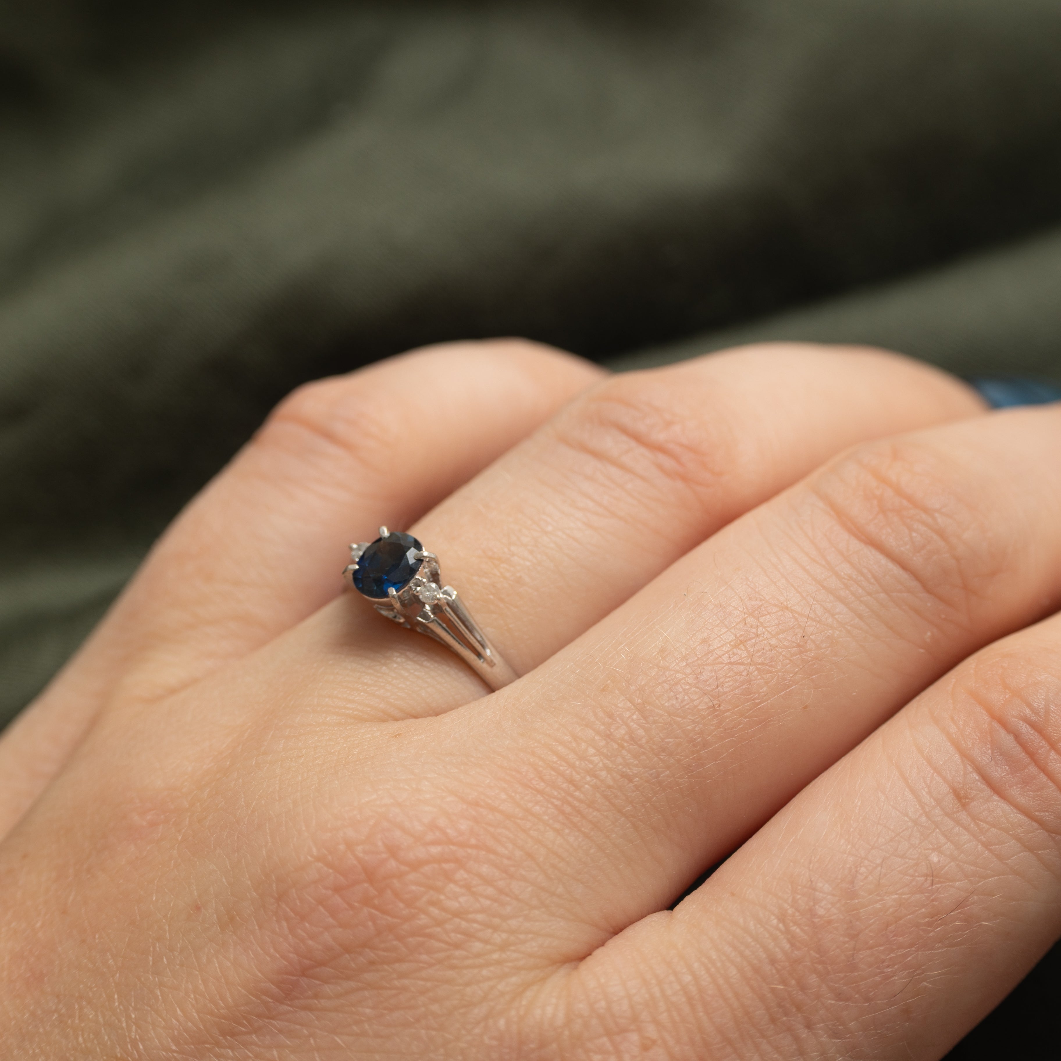 900 Platinum Sapphire & Diamond Ornate Cathedral Ring | 0.50ct, 0.03ctw | SZ 6