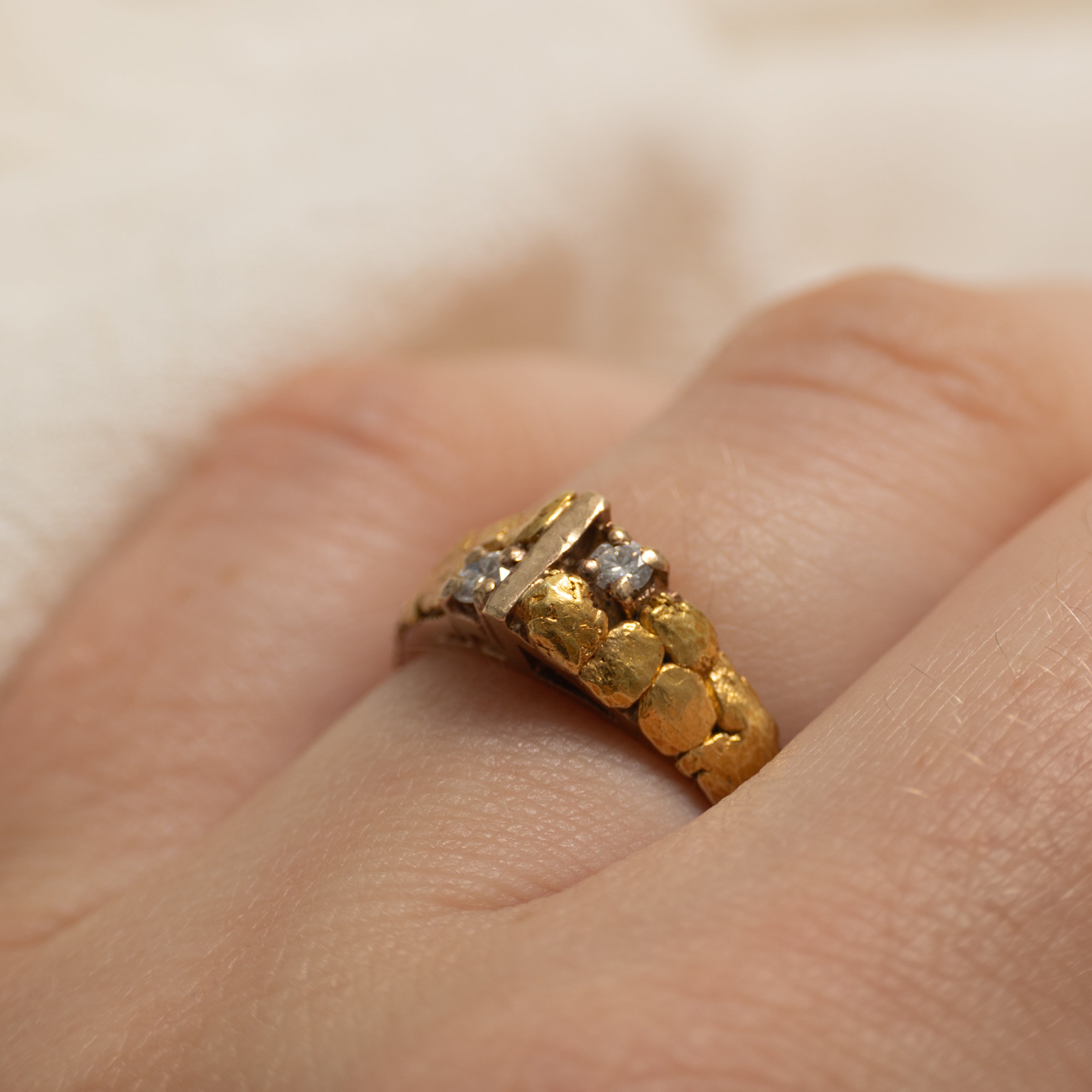 Two Stone Diamond Nuggety Tapered Ring | SZ 4.75