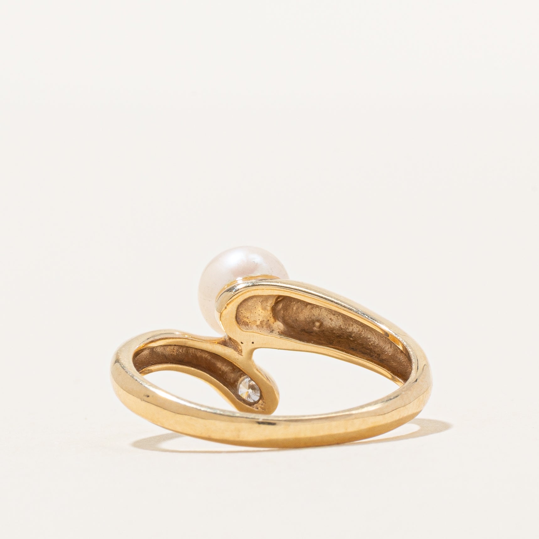 Bypass Diamond & Pearl Ring | 0.04ct | SZ 6
