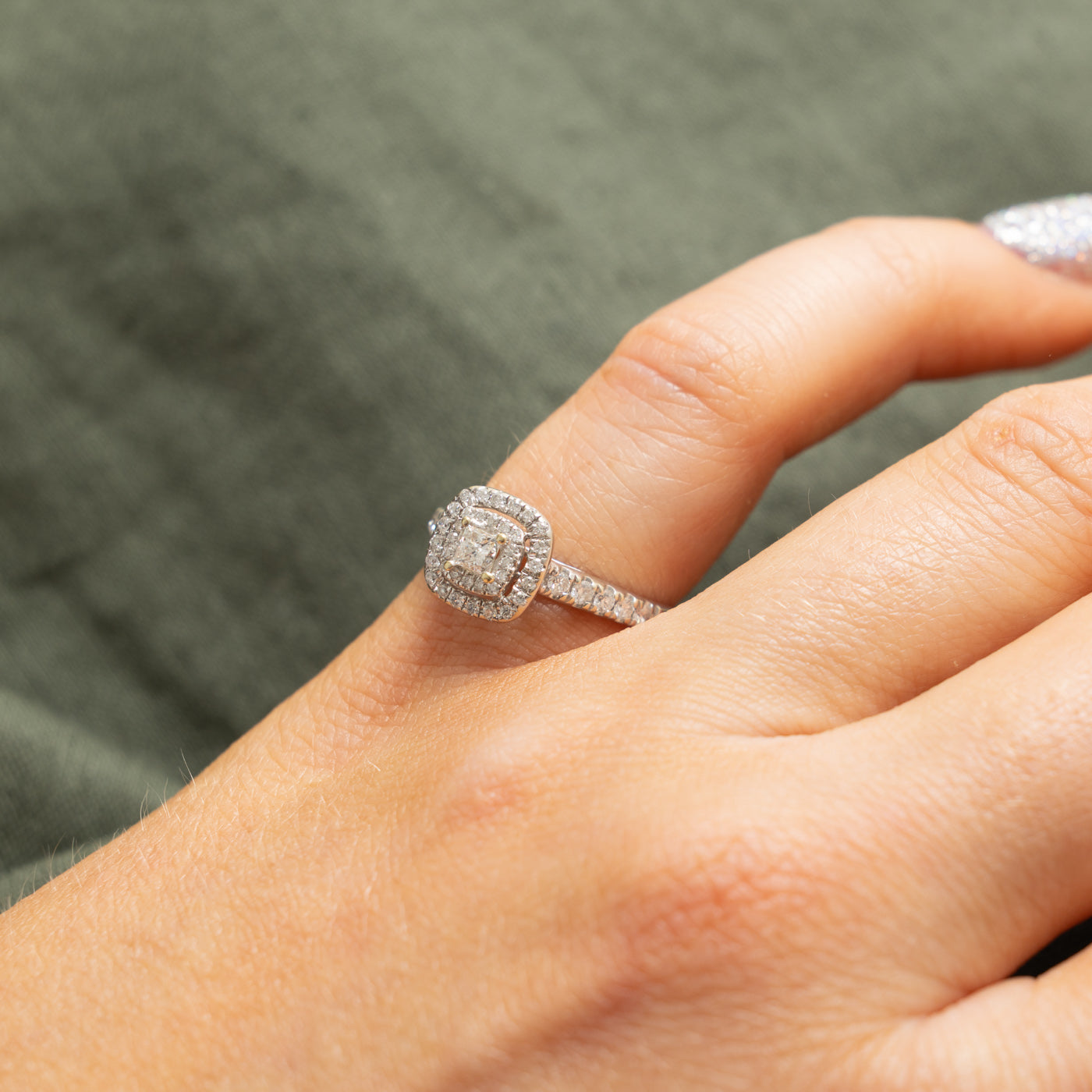 14k Princess Cut Diamond Double Halo Ring | 0.30ctw | SZ 5