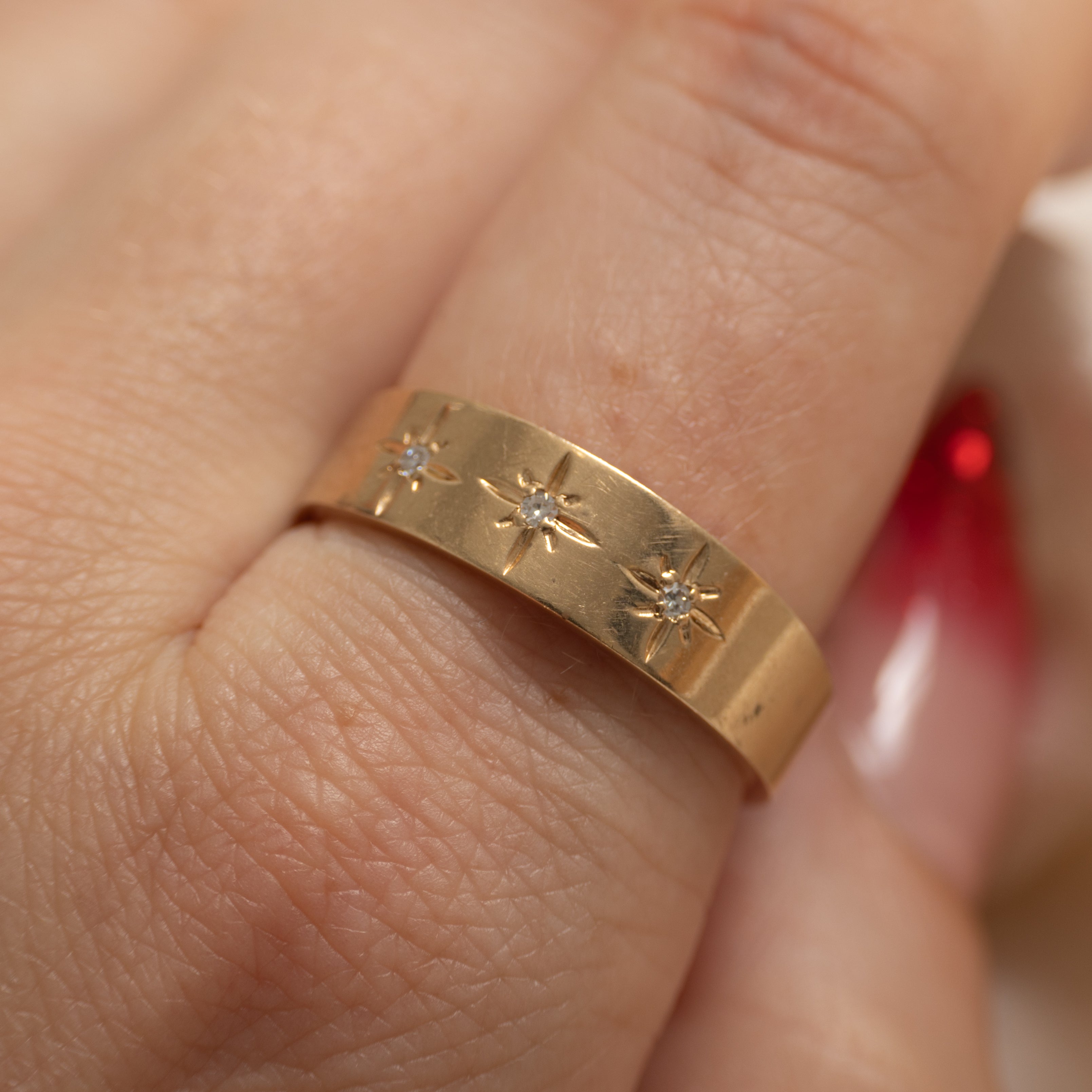 Three Stone Star Set Diamond Ring | SZ 10.5