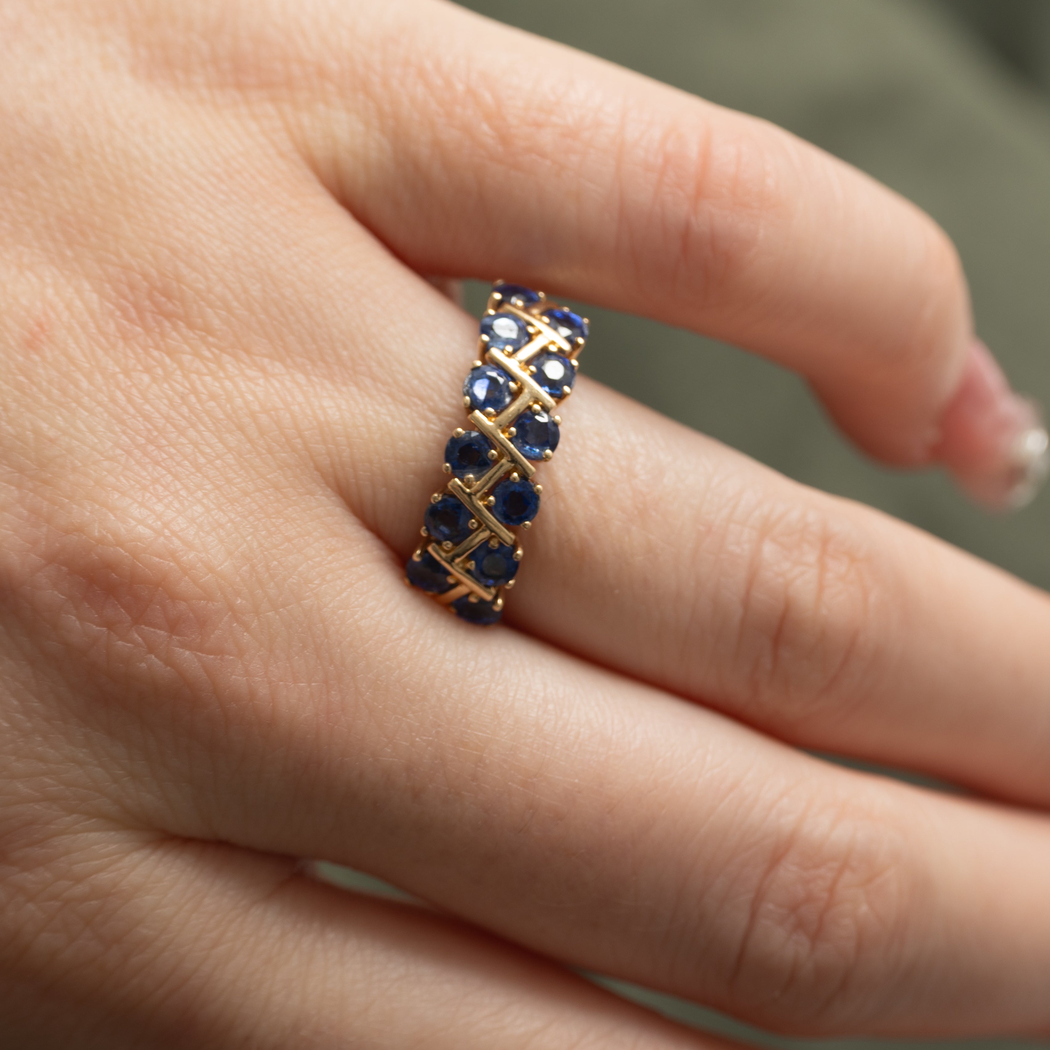 Double Row Semi Eternity Sapphire Ring | 1.2ctw | SZ 7.75 |
