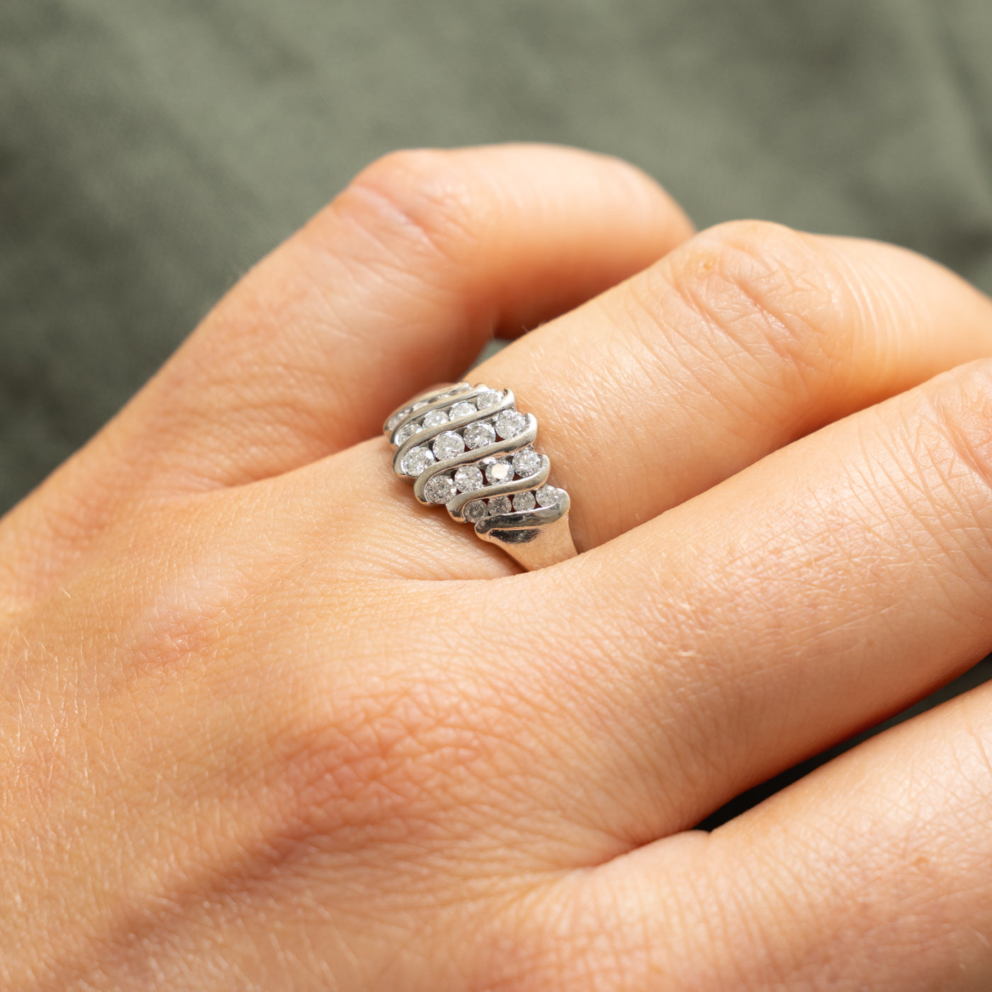 14k Multi Row Diagonal Channel Set Diamond Ring | 0.55ctw | SZ 4.25