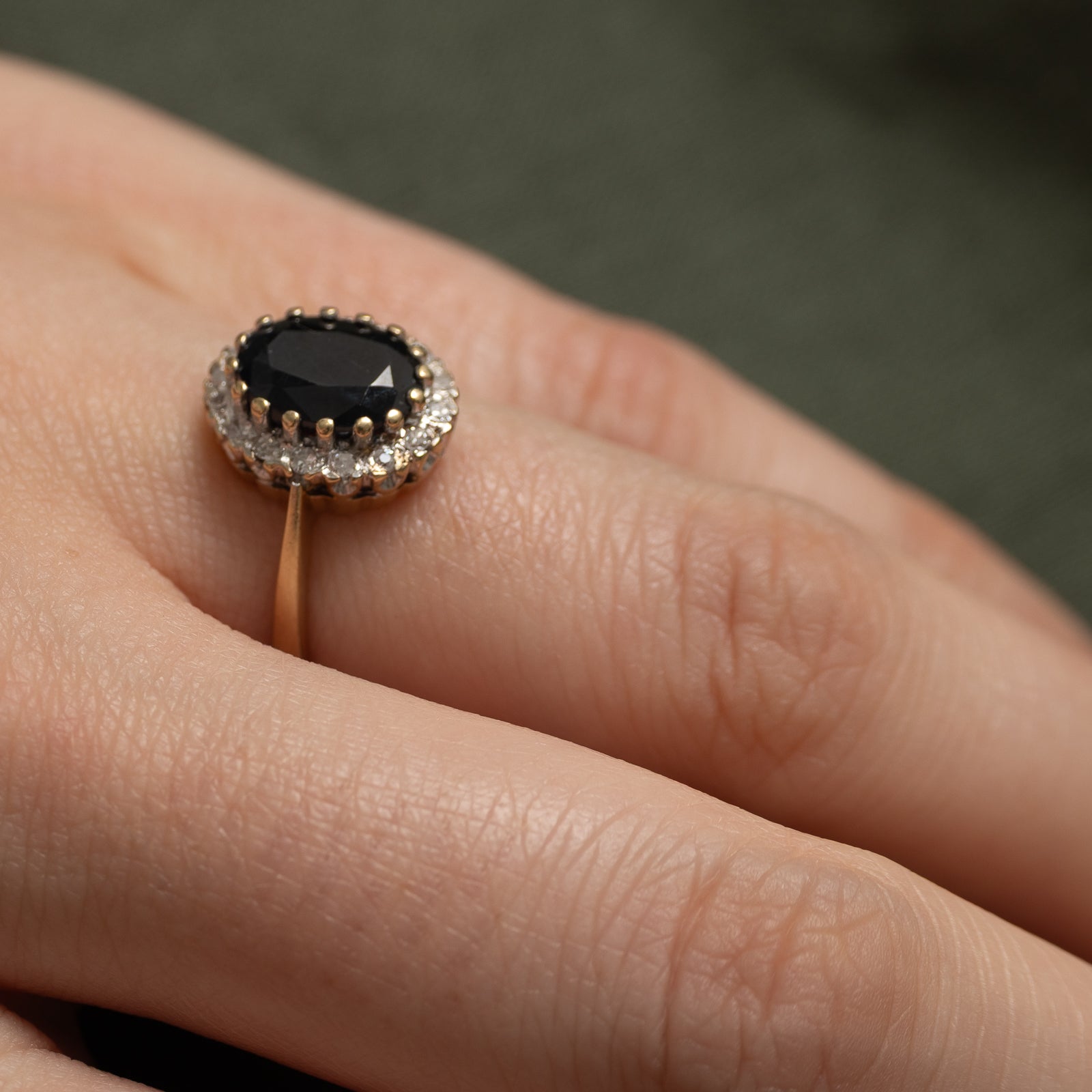 1985 London Sapphire & Diamond Halo Ring | 1.30ct, 0.08ctw | SZ 5.75