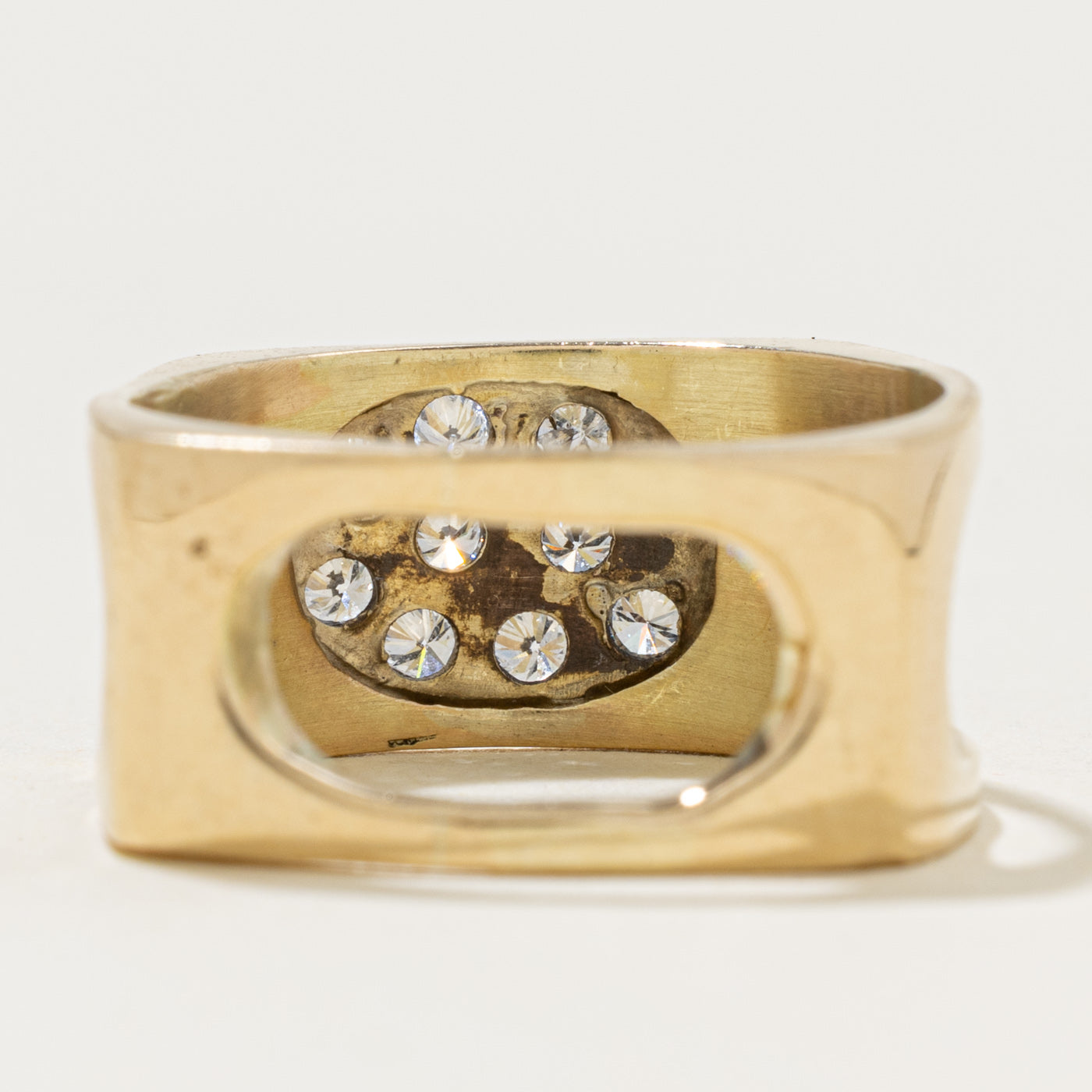 14k Pave Set Diamond Cluster Architectural Cigar Band | 0.30ctw | 10.0mm | SZ 9.5