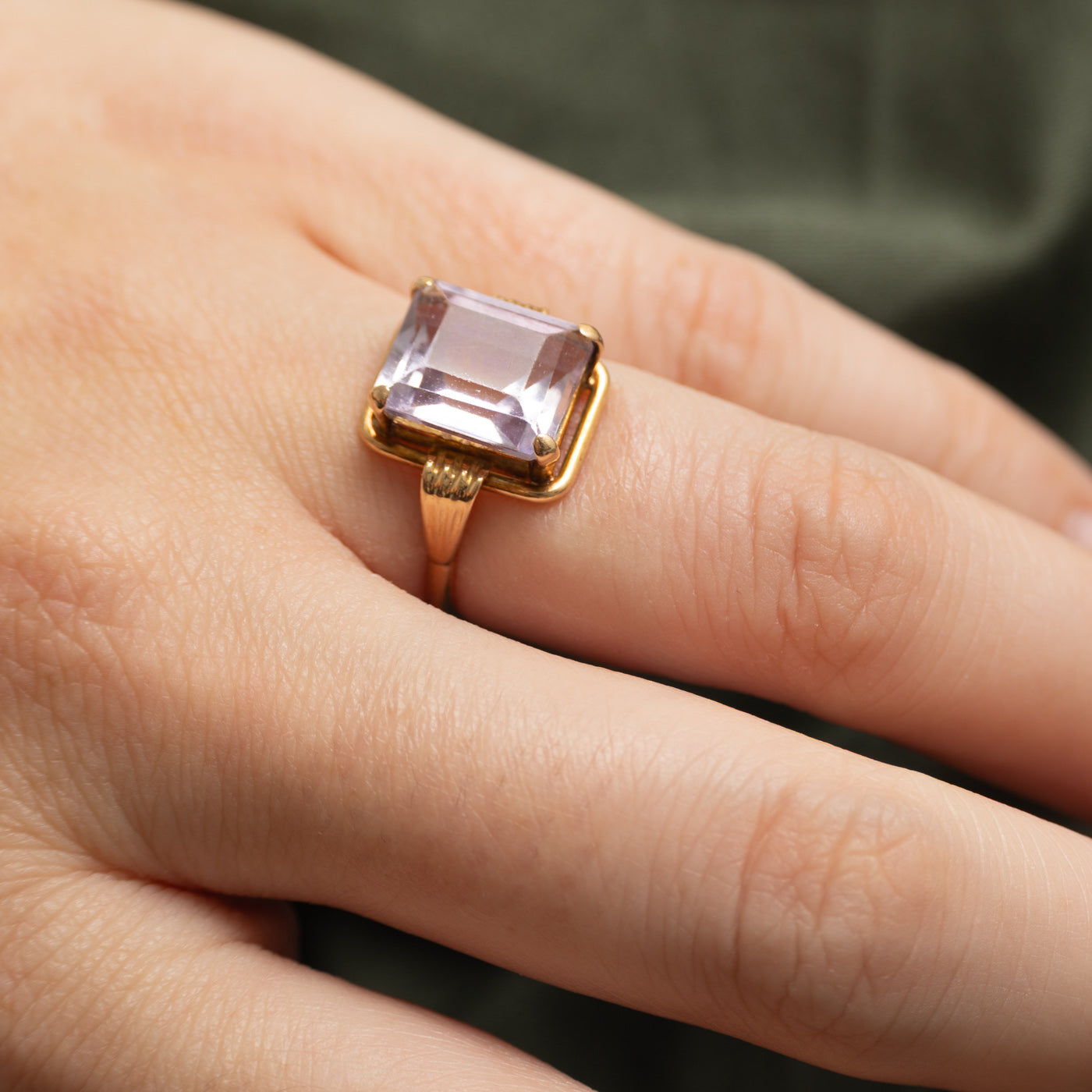 17k Basket Set Rose de France Amethyst Ring | 5.00ct | SZ 4.5