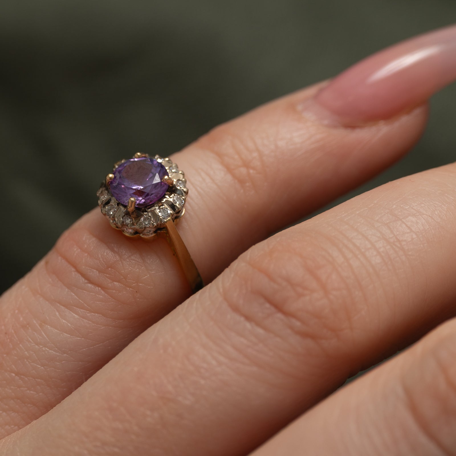 1962 London Synthetic Purple Sapphire & Diamond Ring | 1.10ct, 0.06ctw | SZ 2.25
