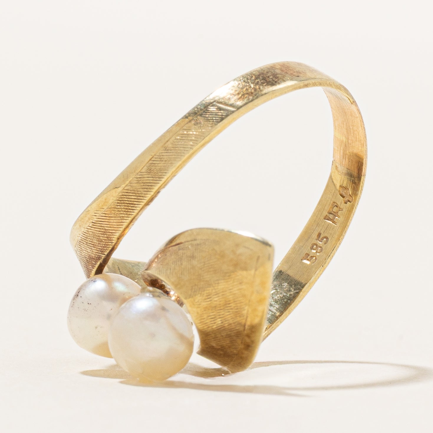 Double Pearl Bypass Cocktail Ring | SZ 6.25