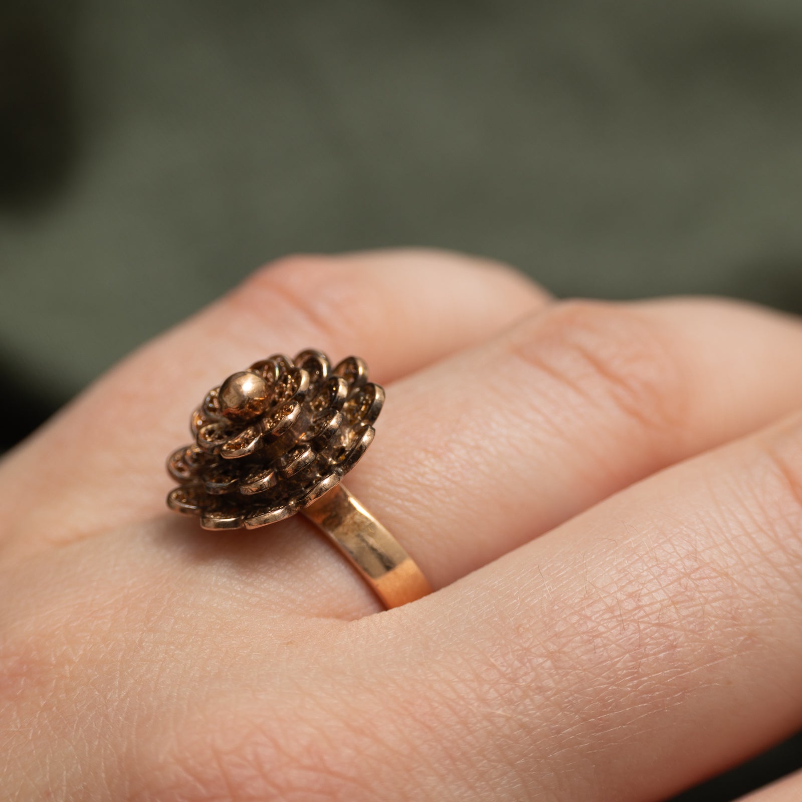 18k Rose Gold Zinnia Flower Openwork Ring | SZ 6