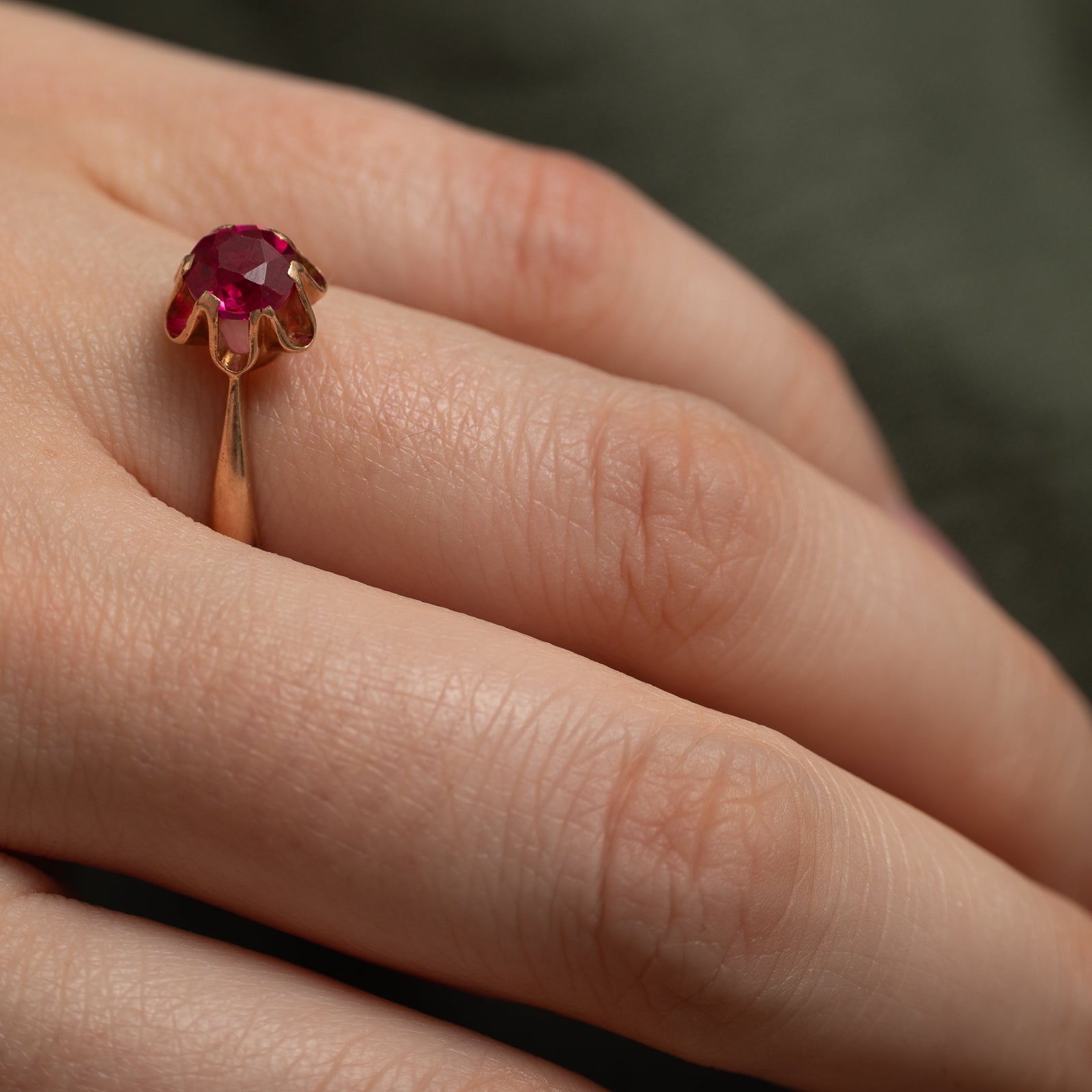 1978 Soviet Hallmarked Armenian Synthetic Ruby Ring | 1.10ct | SZ 6.5