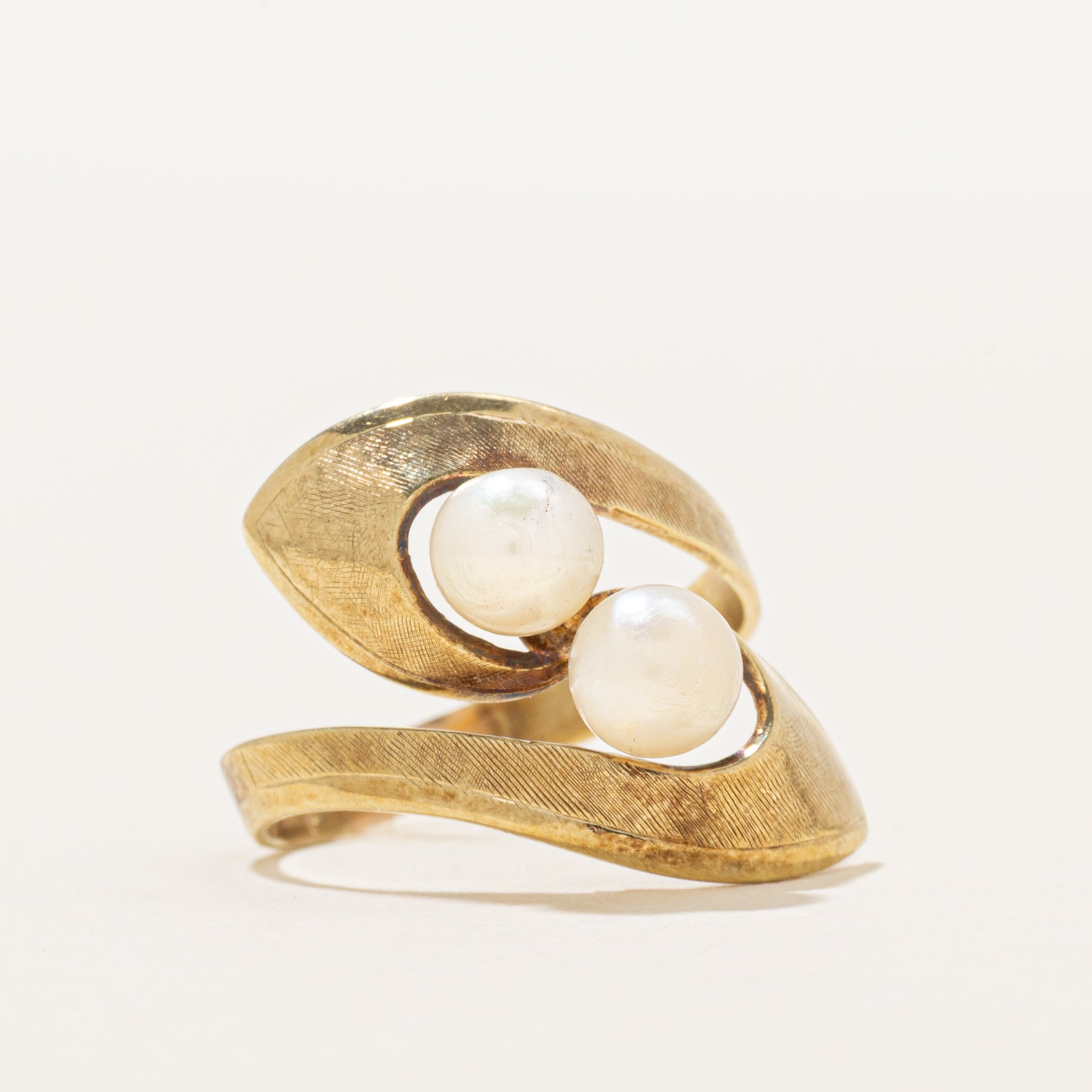 Double Pearl Bypass Cocktail Ring | SZ 6.25