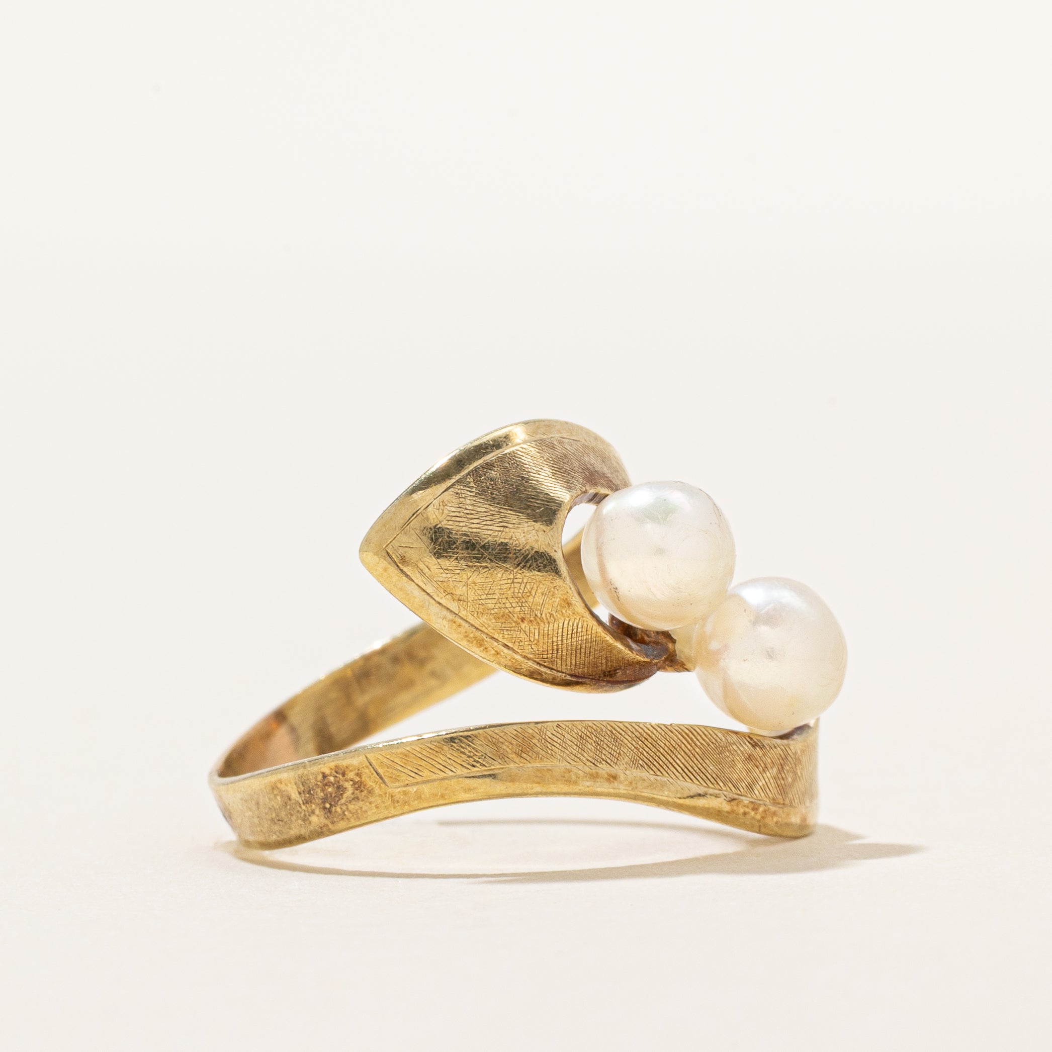 Double Pearl Bypass Cocktail Ring | SZ 6.25