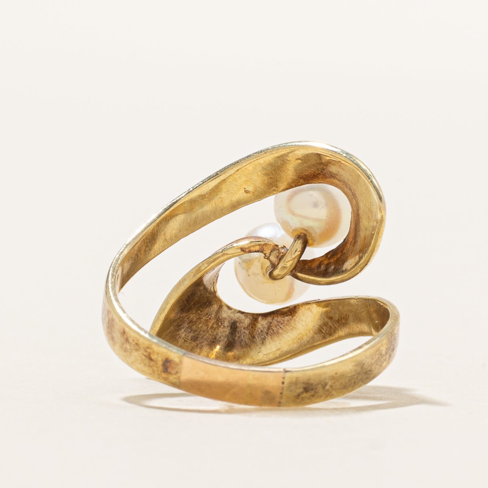 Double Pearl Bypass Cocktail Ring | SZ 6.25