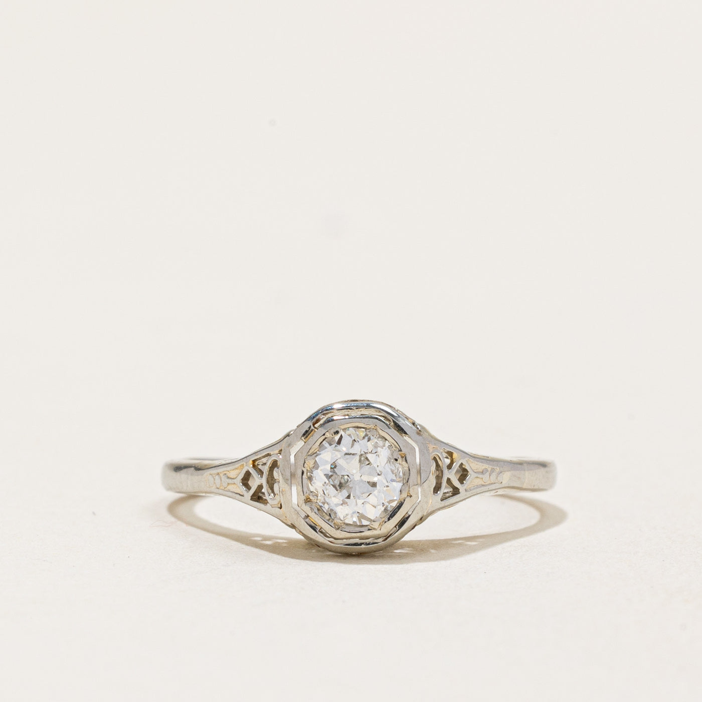 Edwardian Era Old European Cut Diamond Ring | 0.35ct SI2 G| SZ 5.5 |