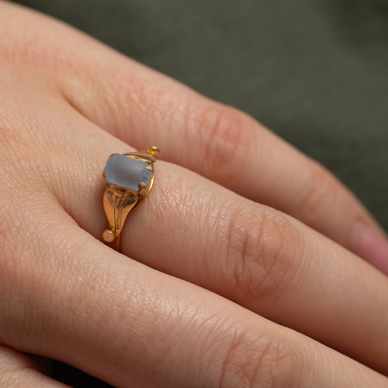 Italian Blue Glass Ring | 0.24ct | SZ 6.25