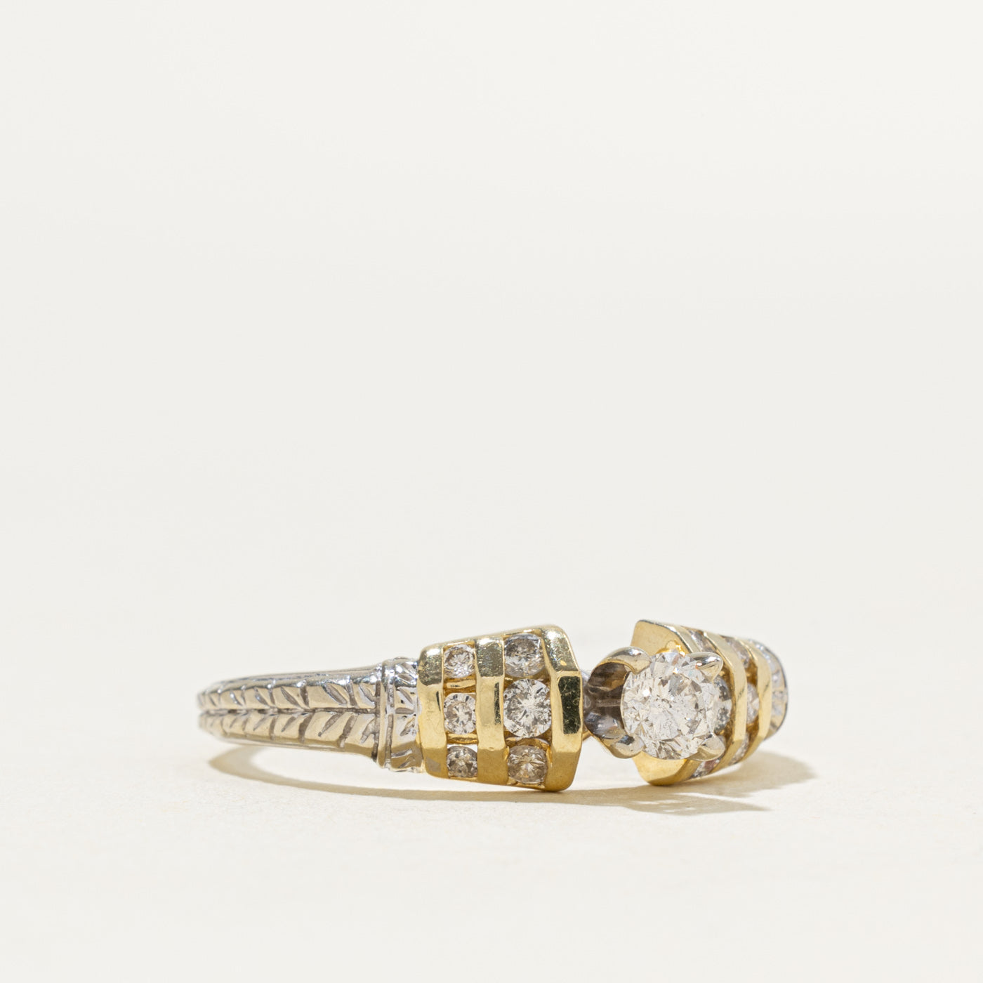 14k Diamond Channel Set Accented Engagement Ring | 0.36ctw | SZ 9