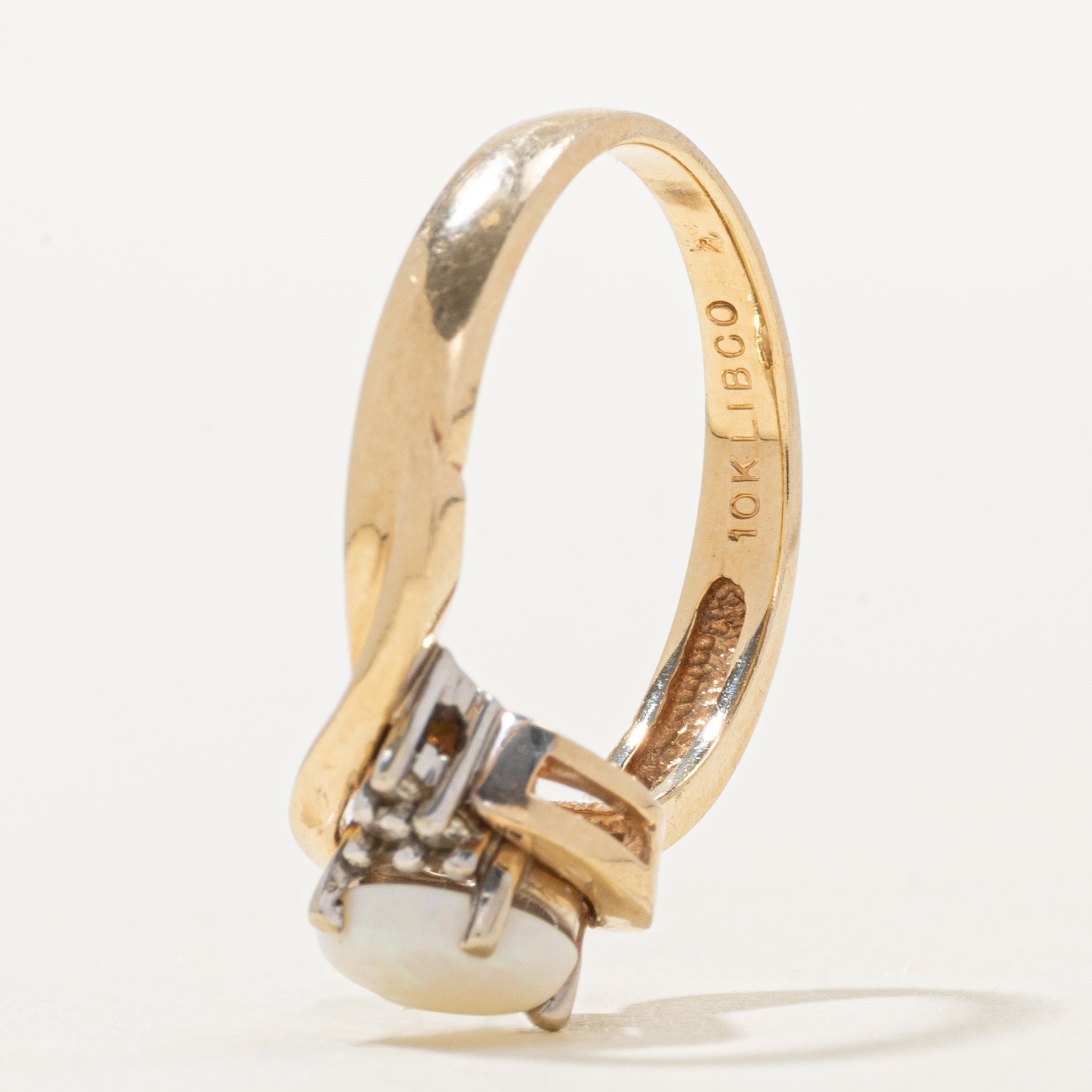 Cabochon Opal & Diamond Bypass Ring | 0.40ct, 0.06ctw | SZ 6.5