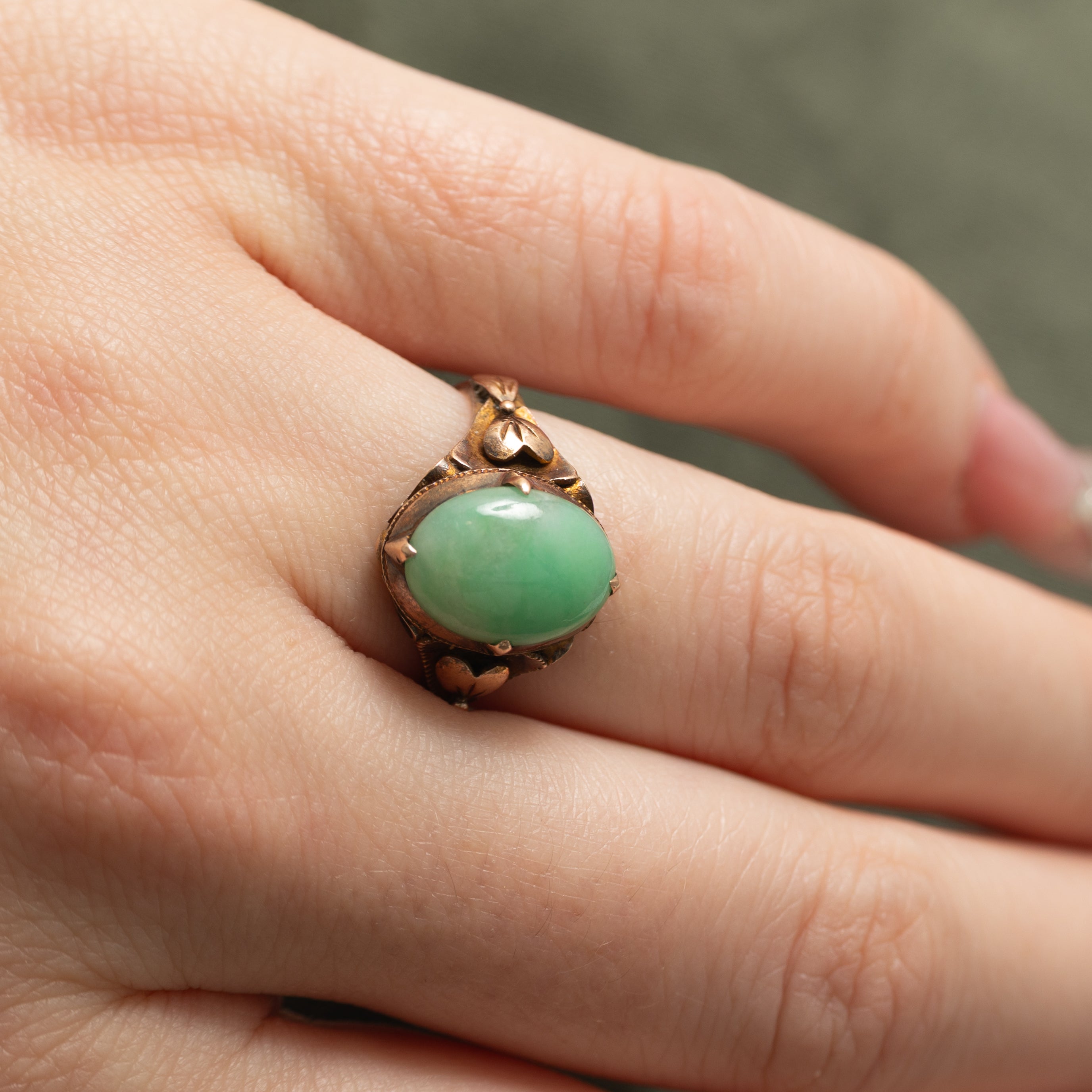 Jadeite Leaf Design Ring | 4.0ct | SZ 6.0 |