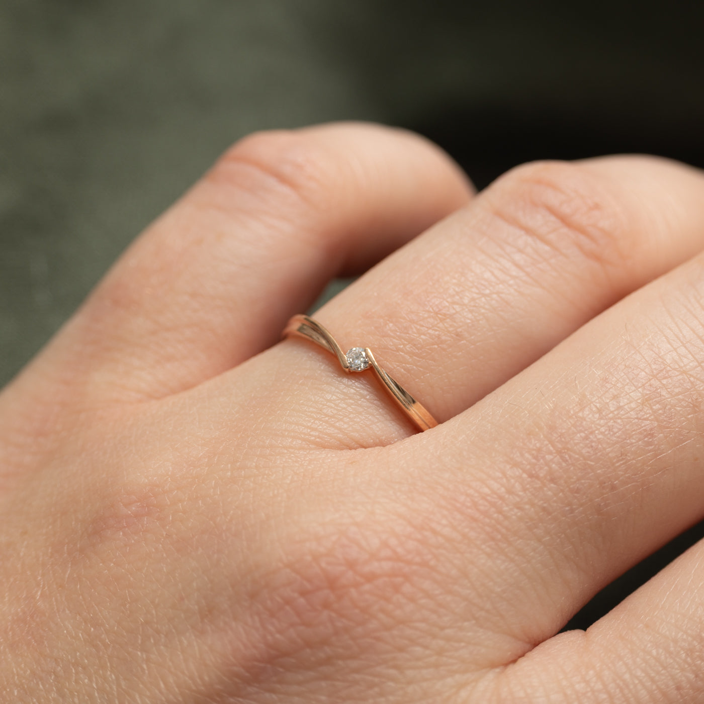 Tension Set Diamond Petite Bypass Ring | SZ 6.25