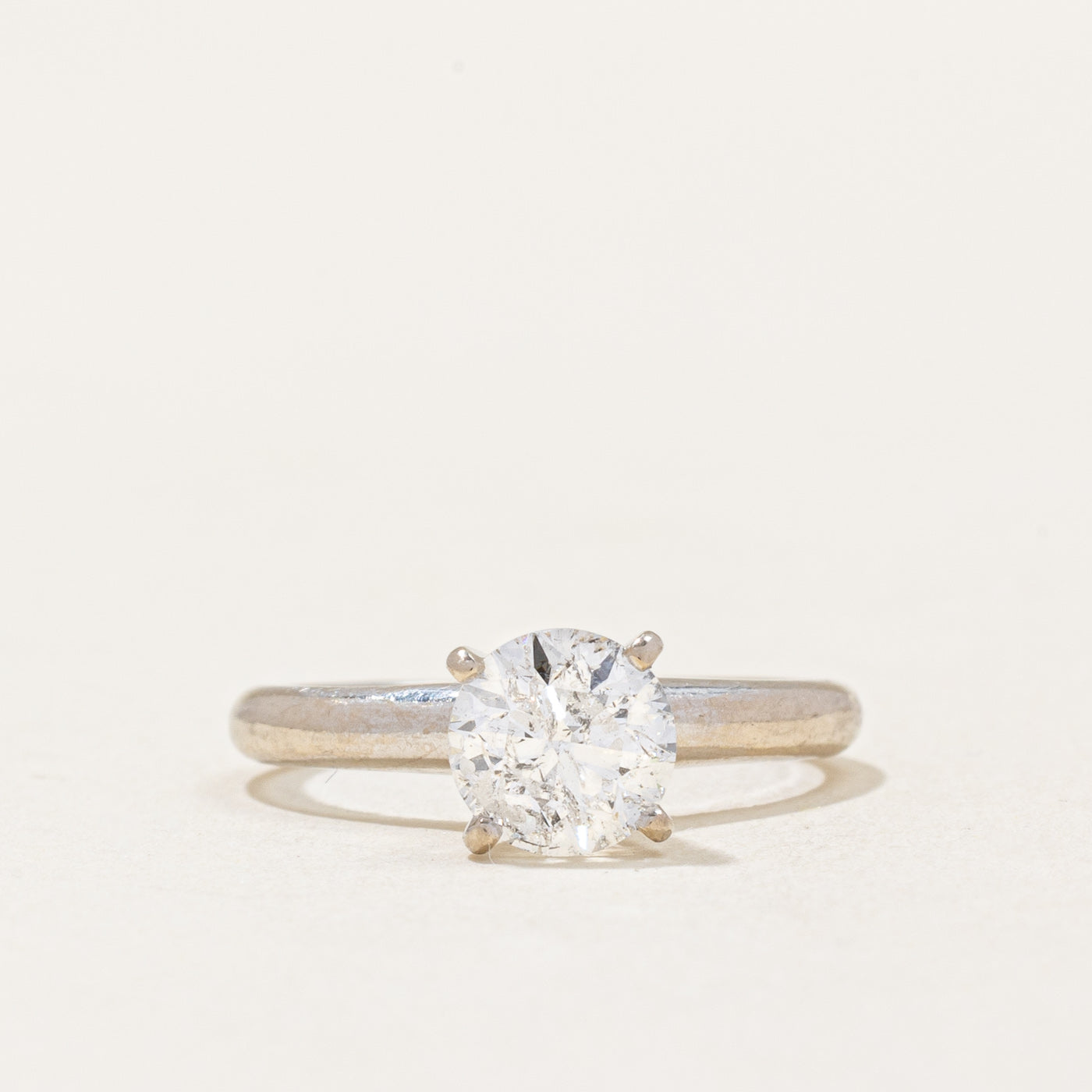 14k White Gold Solitaire Diamond Engagement Ring | 0.92ct I2 G | SZ 4.5 |