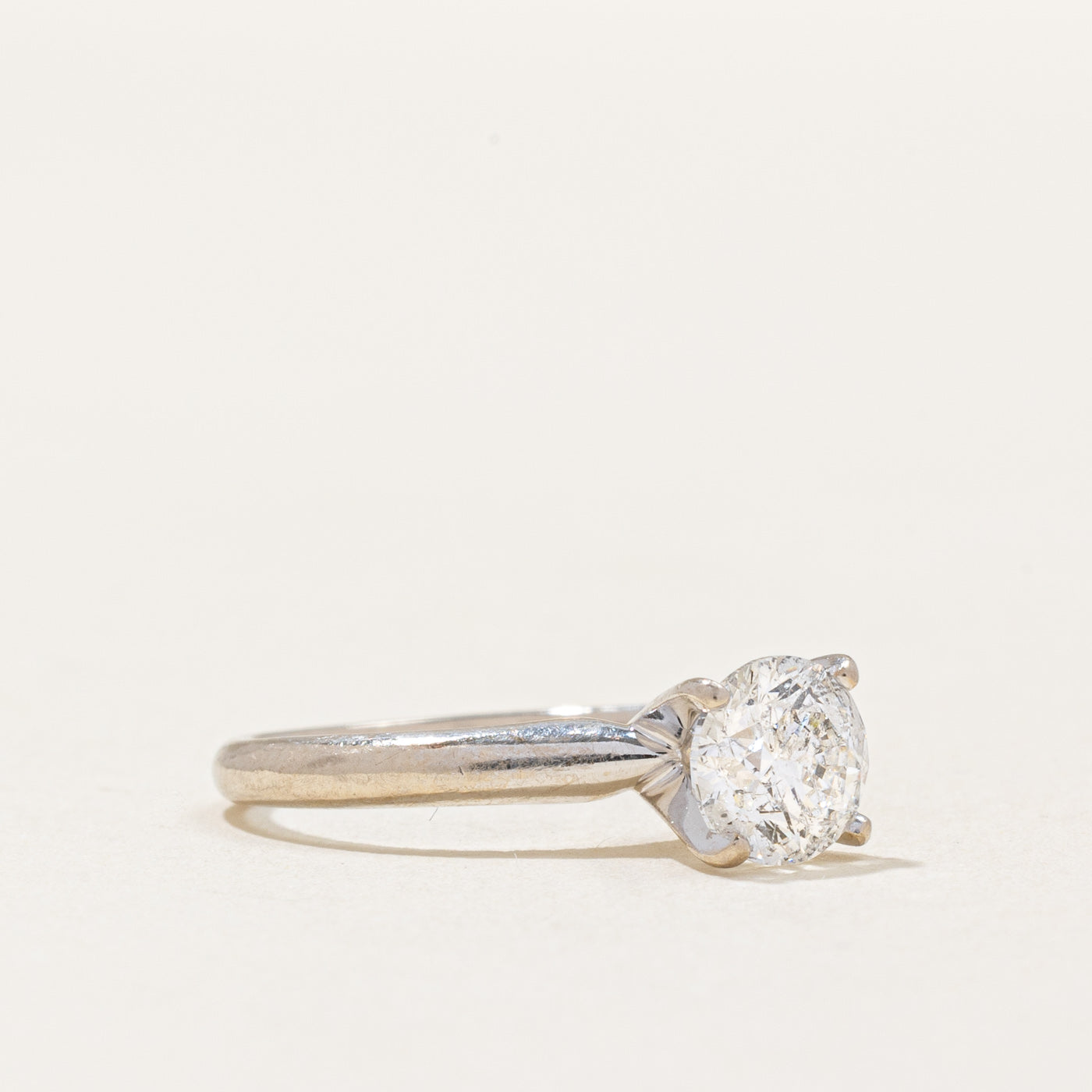 14k White Gold Solitaire Diamond Engagement Ring | 0.92ct I2 G | SZ 4.5 |