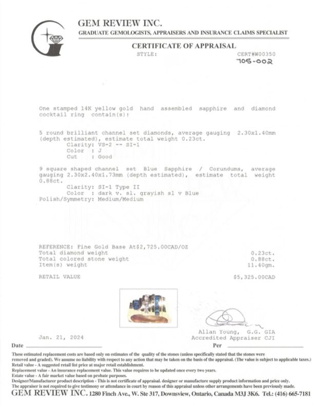 14k Sapphire and Diamond Cocktail Ring | 0.88ctw, 0.23ctw | SZ 9.25