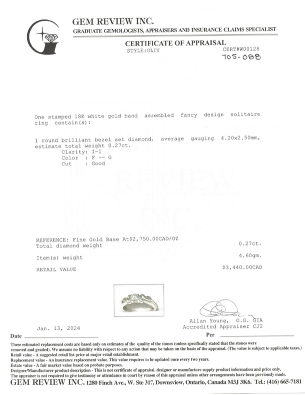 18k Diamond Soliatire Ring | 0.27ct | SZ 7