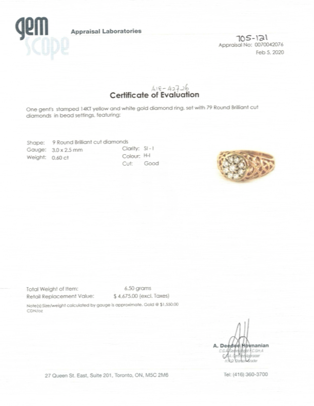 14k Yellow and White Gold Diamond Ring | 0.60ctw | Size 9.75
