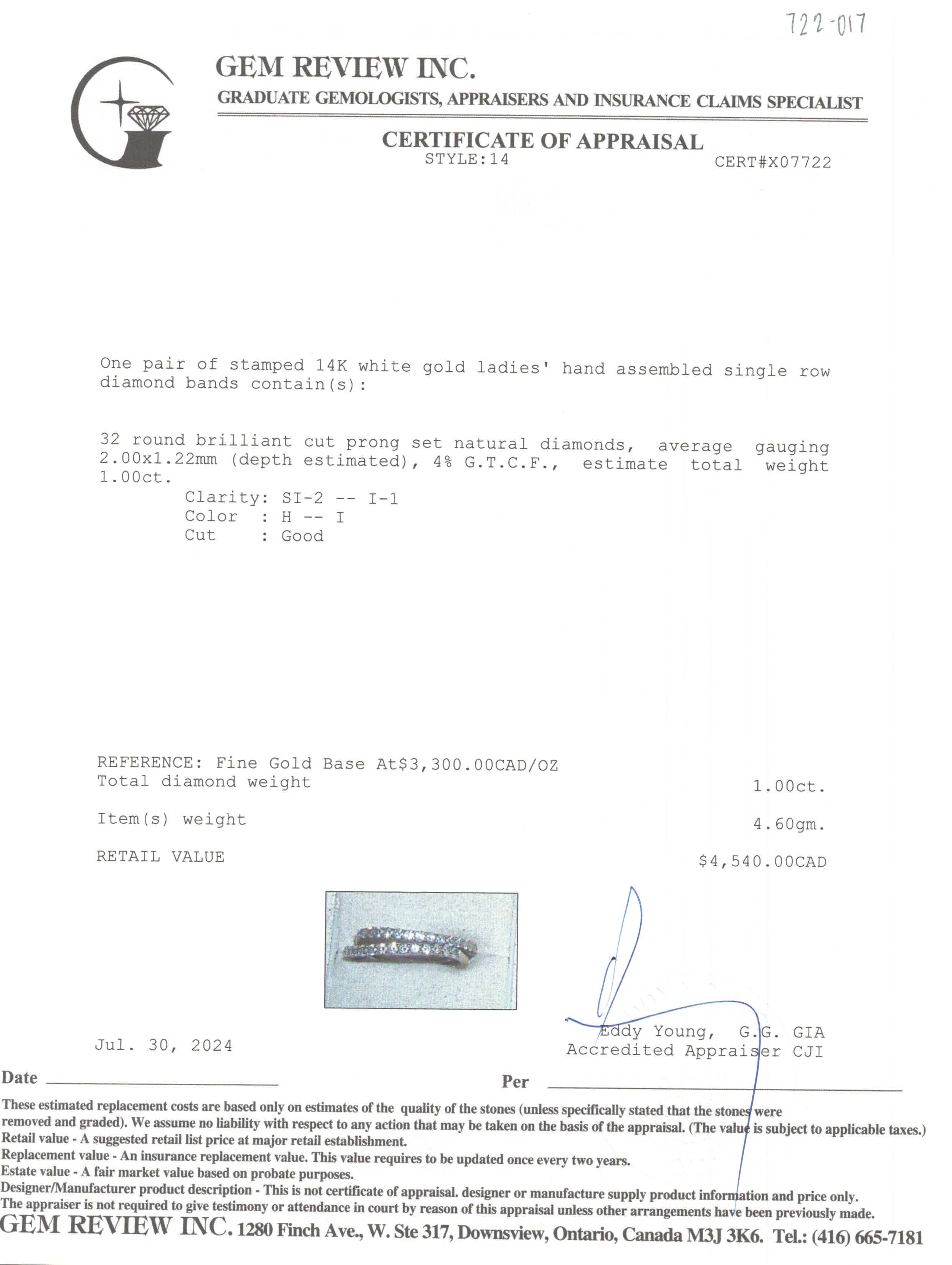 Alliances jumelées semi-éternité en diamants | 1,00 ct au total | Taille 8 |