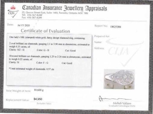 18k White Gold Fancy Design Diamond Ring | 0.57 ctw | Sz 6.75