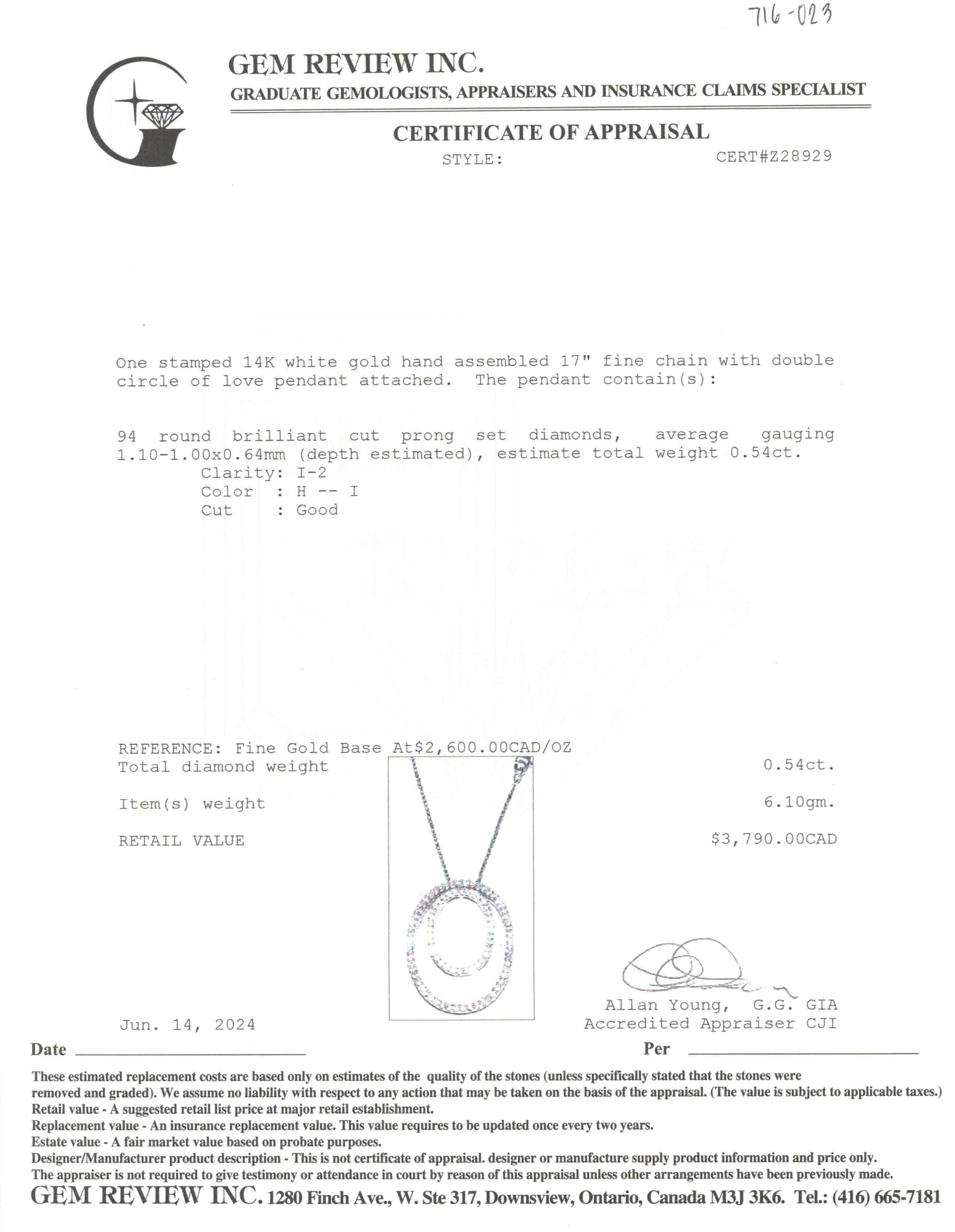 Diamond Pendant & Necklace | 0.54ctw | 17" |