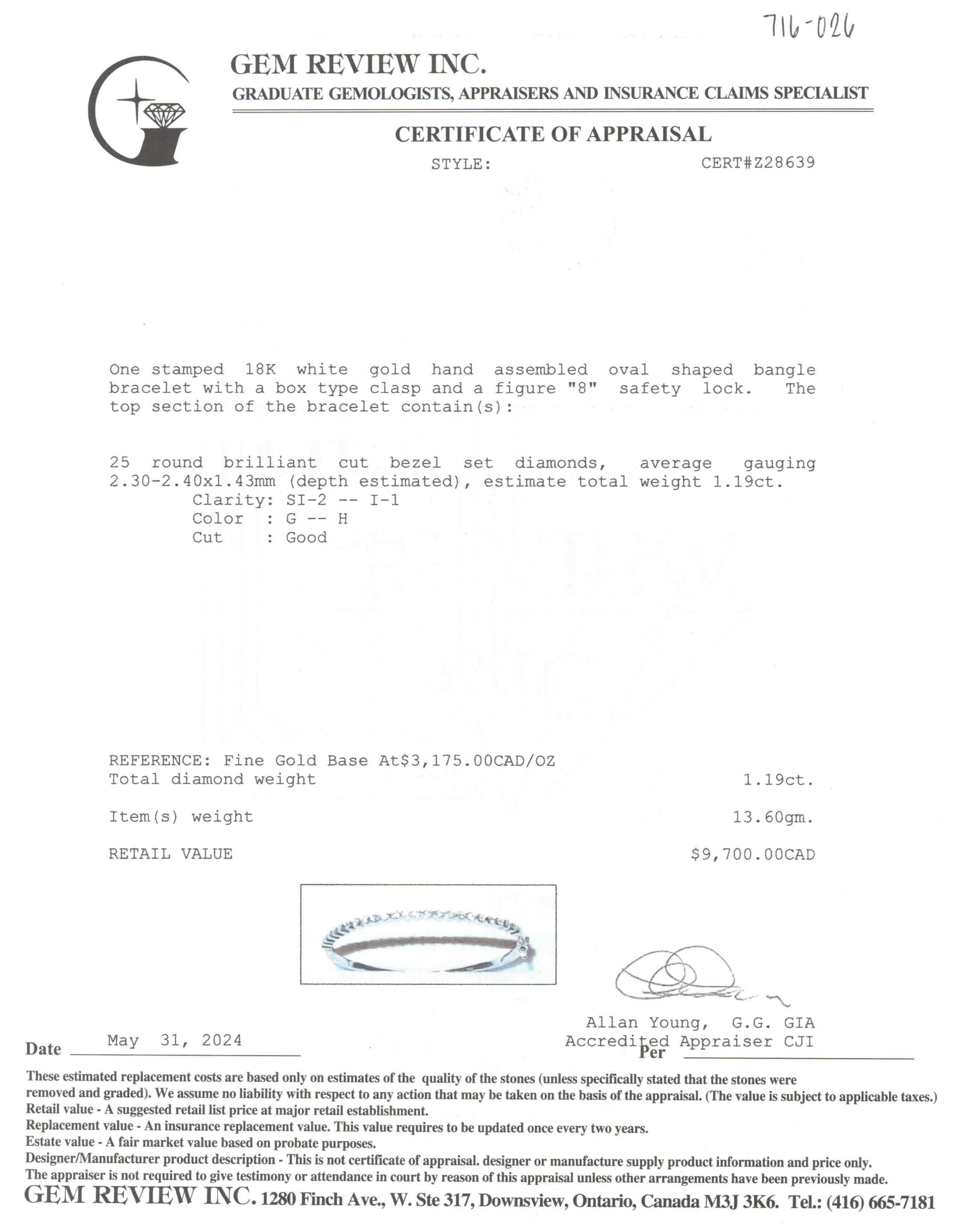 Bezel Set Diamond Bracelet | 1.19ctw | 7" |